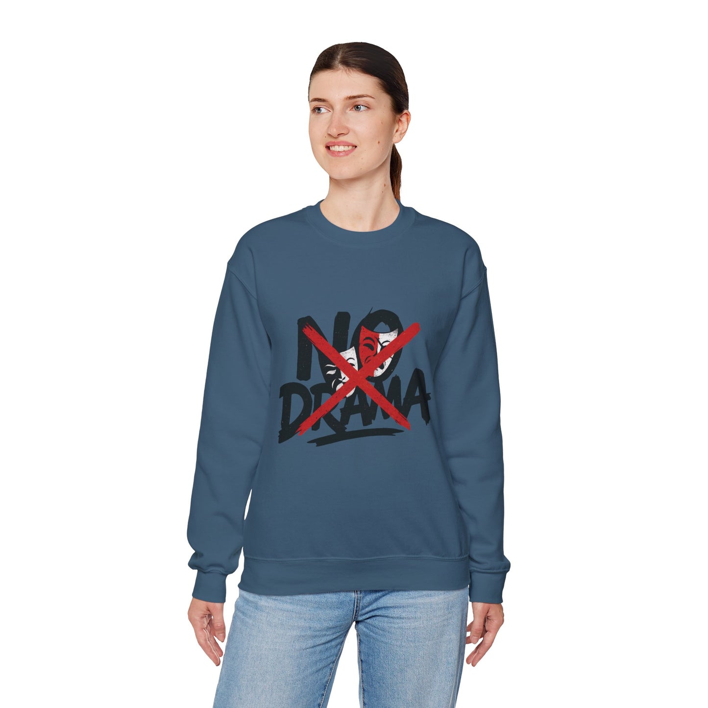 No Drama Crewneck Womens Sweatshirt, Cozy Sweatshirt, Relaxed Fit Pullover, Casual Gift for Friends, Everyday Comfort Apparel