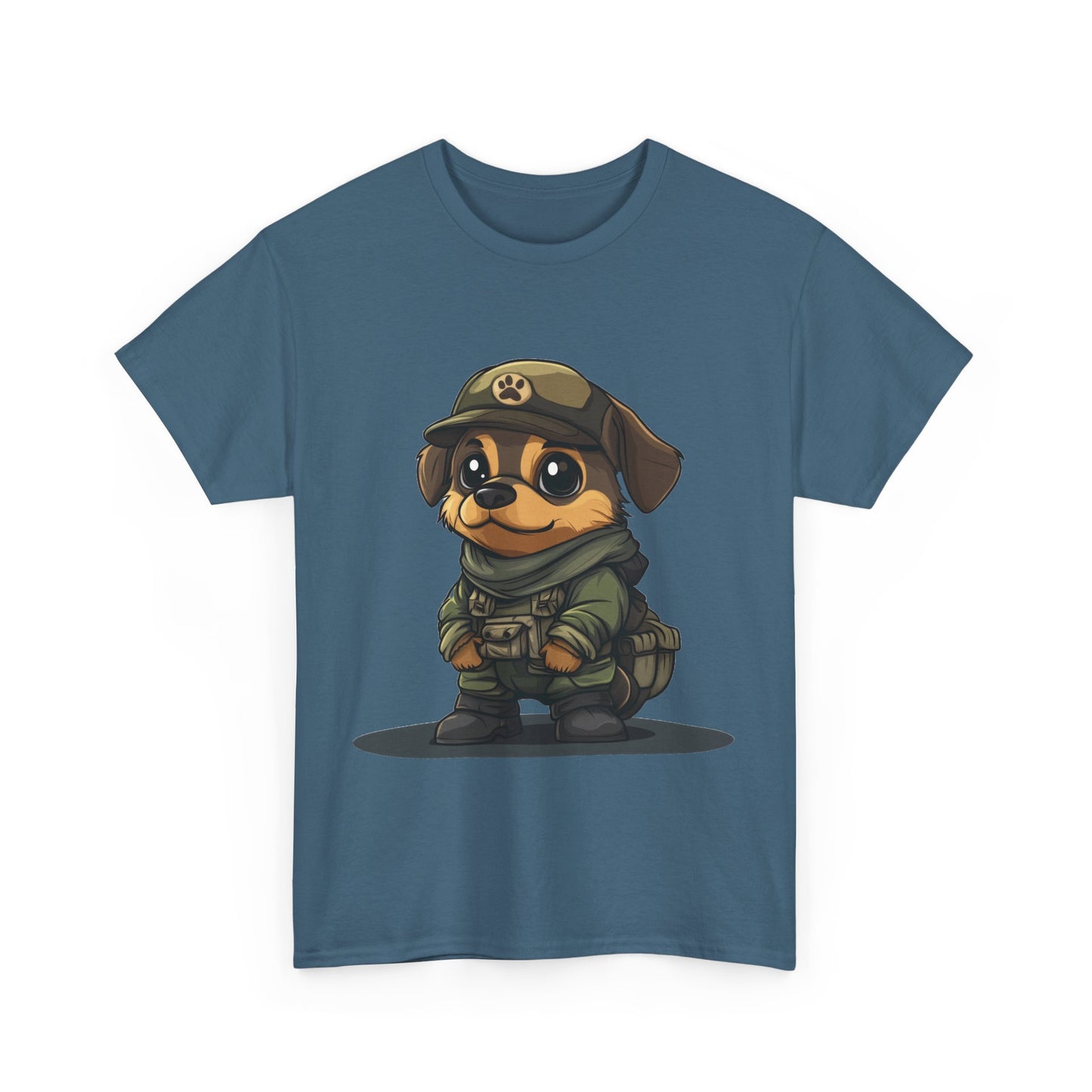 Funny Dog Soldier Tee, Cute Military Dog Cartoon Unisex Heavy Cotton Tee , Pet Lover Gift, Gift for Dog Owners, Gift for Army Fans