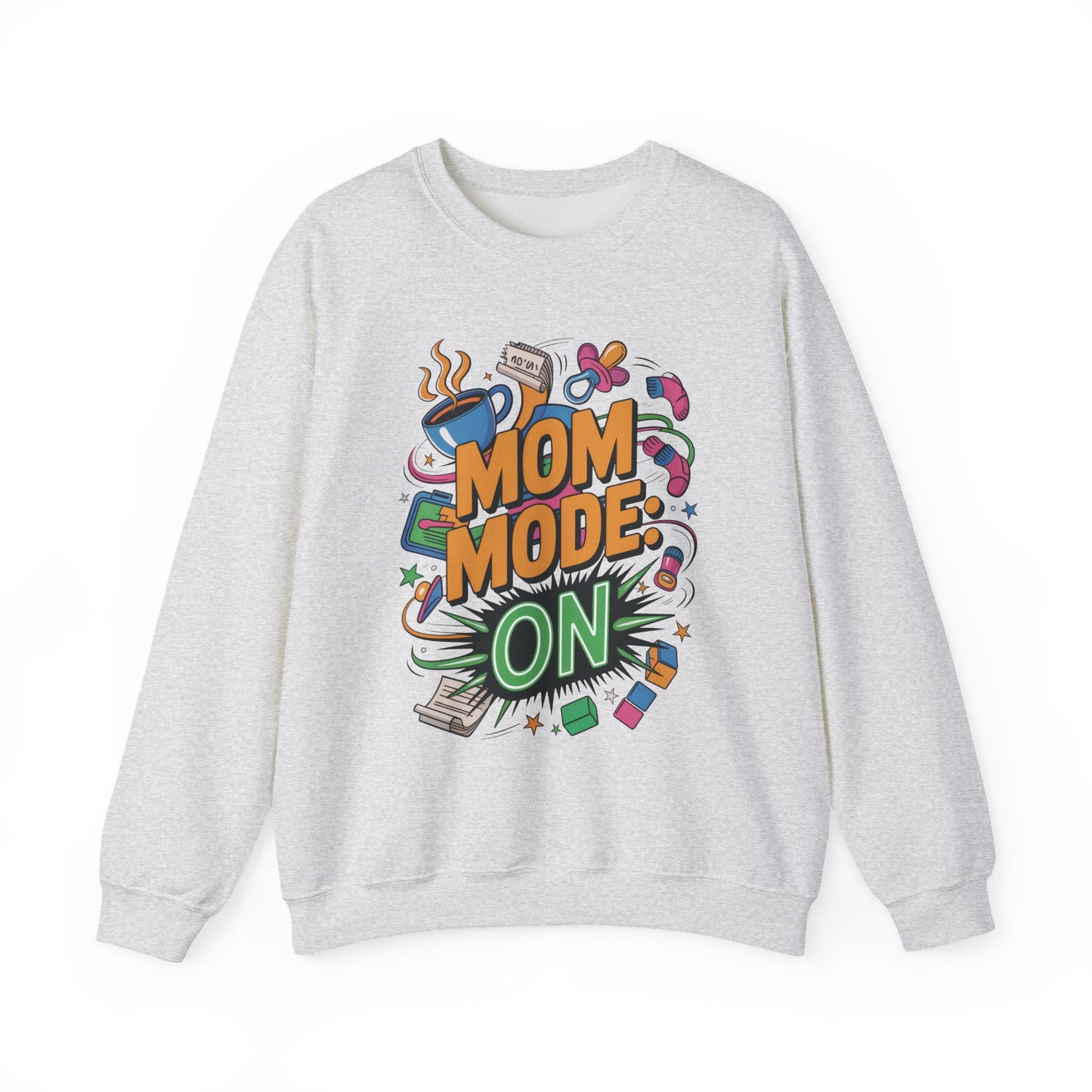 Mom Mode On Crewneck Sweatshirt, Gift for Mom, Mother's Day Humor T-Shirt, Cute Mama Life Graphic Tee, Mother's Day Gift
