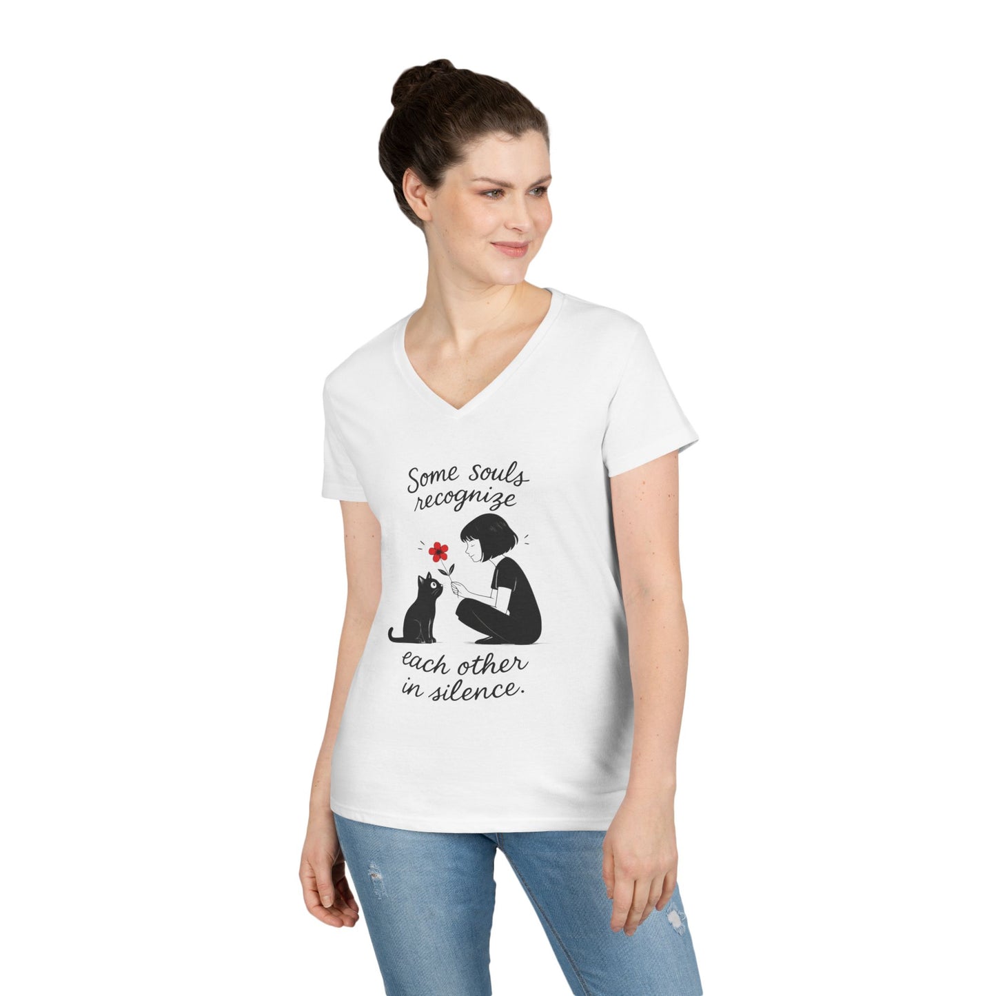 Cat Lover's V-Neck T-Shirt - Cute Graphic Tee for Pet Owners, Gifts for Cat Lovers, Animal Lover Apparel, Valentine's Day, Cat Love