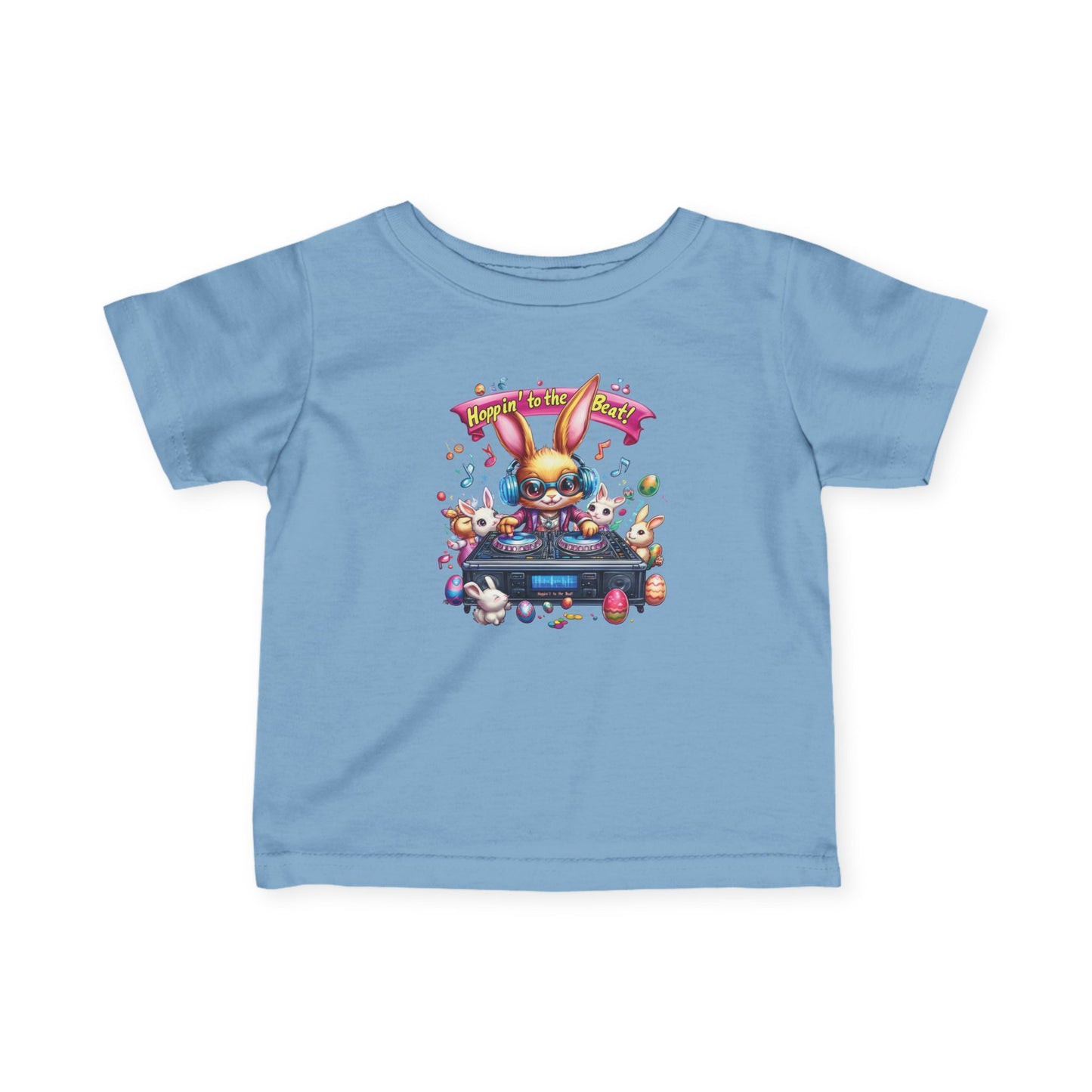 DJ Bunny Infant T-Shirt - Fun Easter Music Shirt for Babies 6 - 24 Months, Cute Spring Outfit with Playful Bunny and Colorful Music Vibes