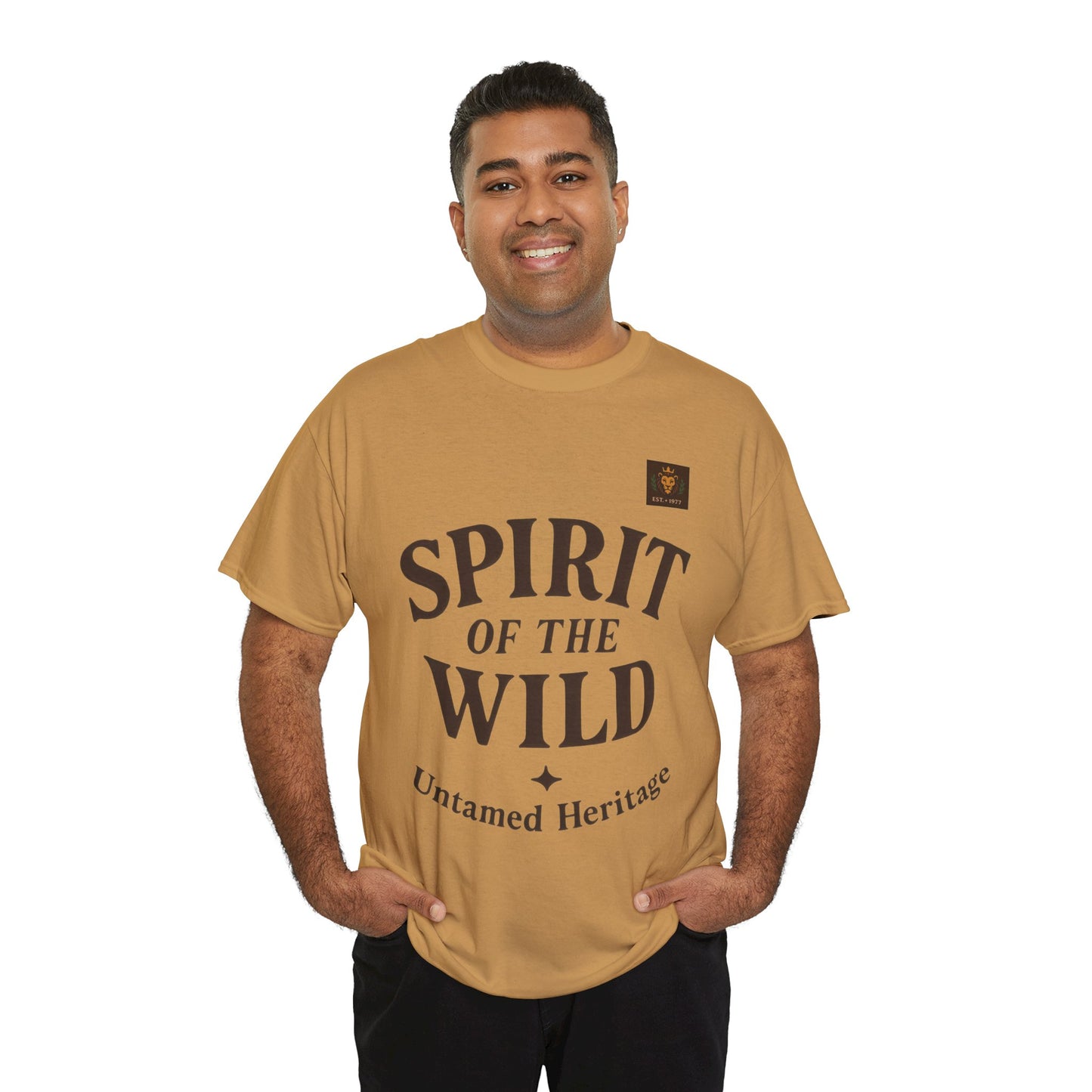 Spirit of the Wild Mens Heavy Cotton Tee, Nature Lover Gift, Outdoor Adventure Shirt, Unisex Tee, Casual Wear, Unique Graphic Apparel