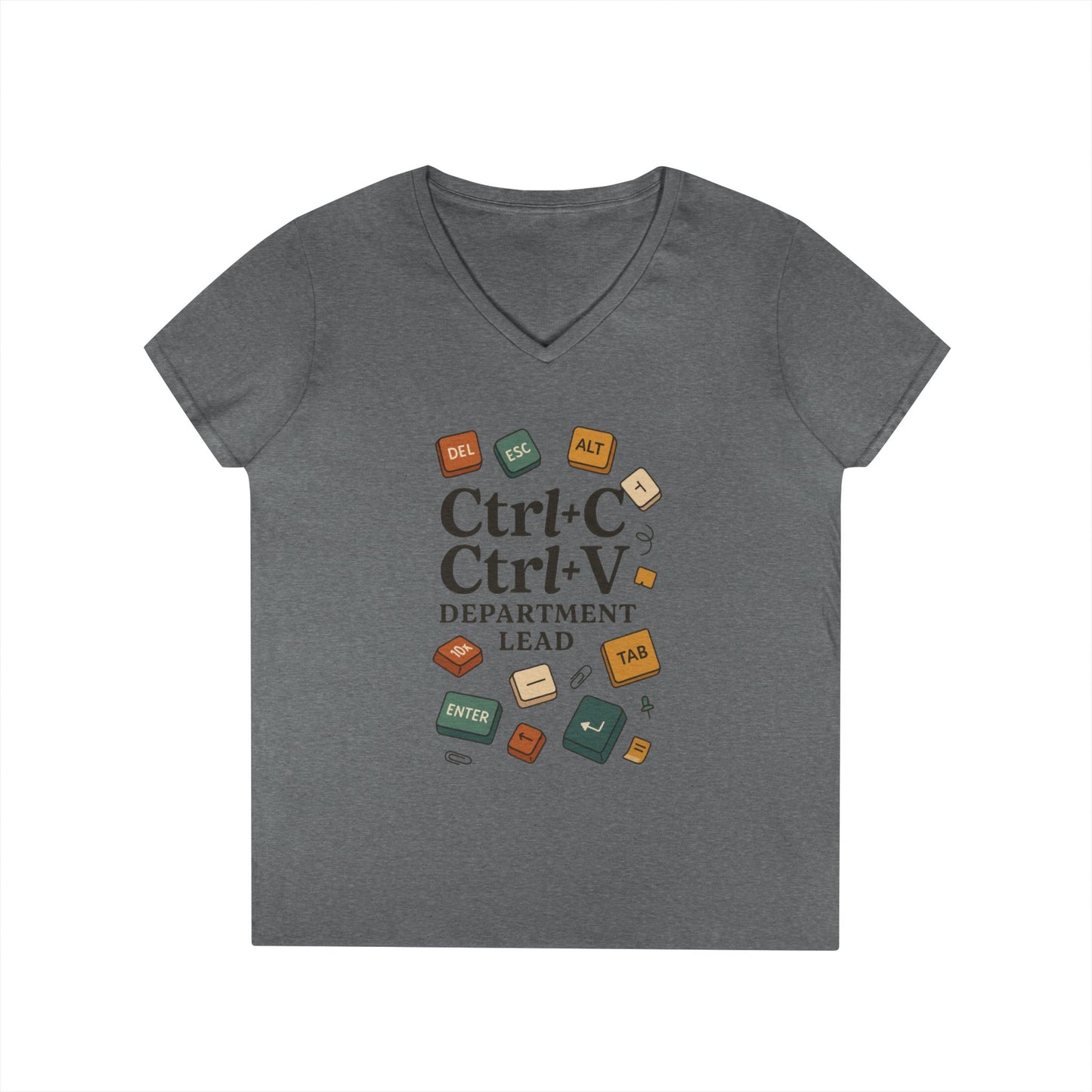 Tech Savvy Ladies' V-Neck T-Shirt, Funny Coding Tee, Programmer Gift, Office Humor Top, CTRL C V Shirt, Work From Home Clothes