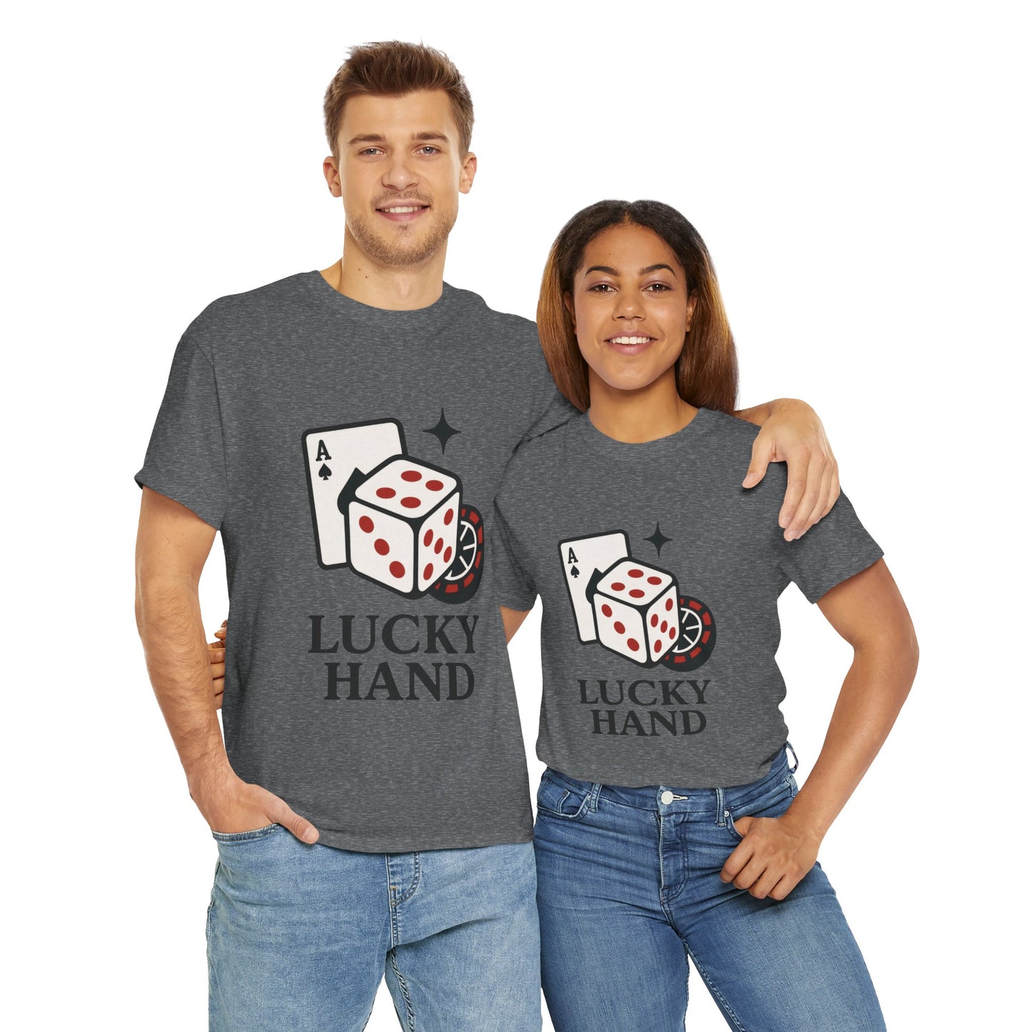 Lucky Hand Unisex Heavy Cotton Tee, Gambling Shirt, Casino Wear, Good Luck Gift, Poker T-Shirt, Casual Vintage Style