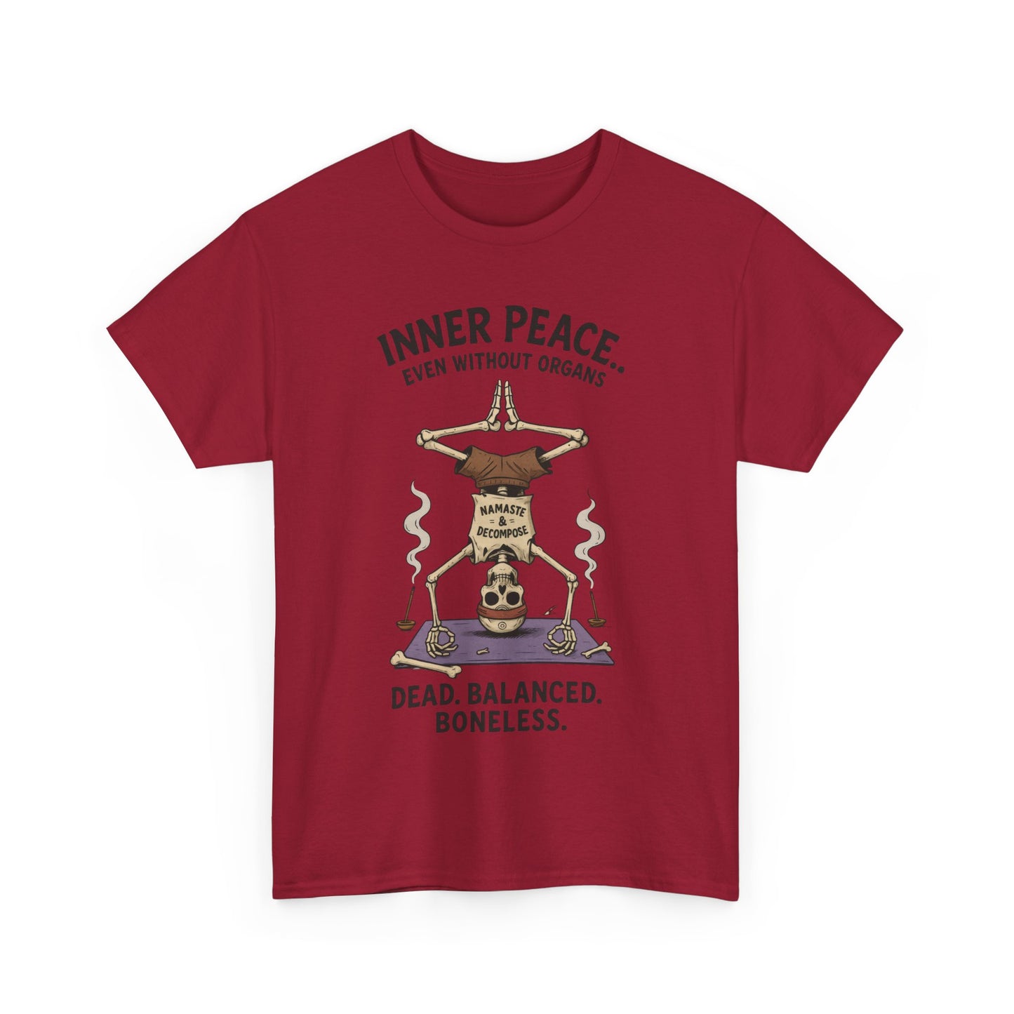 Inner Peace Skeleton Yoga Unisex Tee, Dark Humor Meditation Shirt, Gift for Mindfulness Lovers, Yoga Shirt, Peaceful Vibes