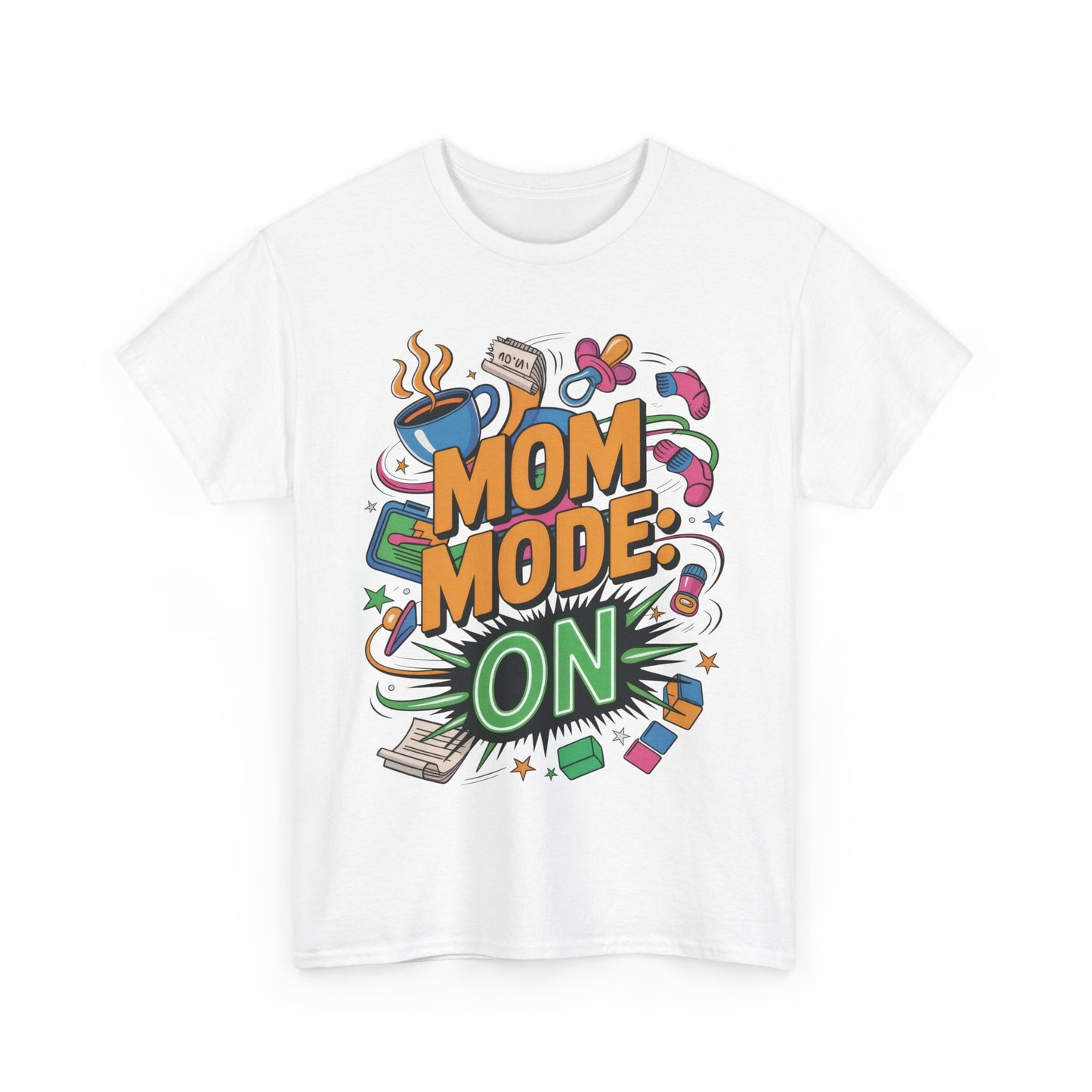 Mom Mode ON Cotton Tee, Funny Mom T-Shirt, Gift for Mothers, Parent Life Apparel, Mother's Day Humor T-Shirt, Cute Mama Life Graphic Tee
