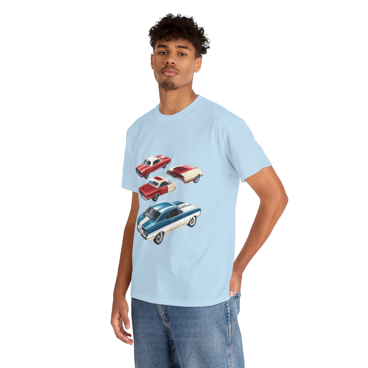Vintage Muscle Car T-Shirt, Mens Cotton Tee with Retro American Classic Car Illustration, Gift for Car Lovers, Classic Car Graphic Tee
