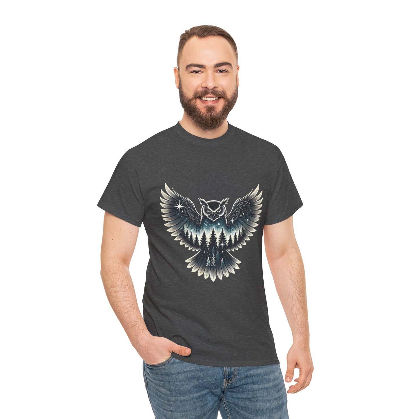 Mystical Owl Graphic Tee, Wildlife Lover Gift, Nature Shirt, Festival Wear, Boho Style, Night Bird Graphic T-Shirt
