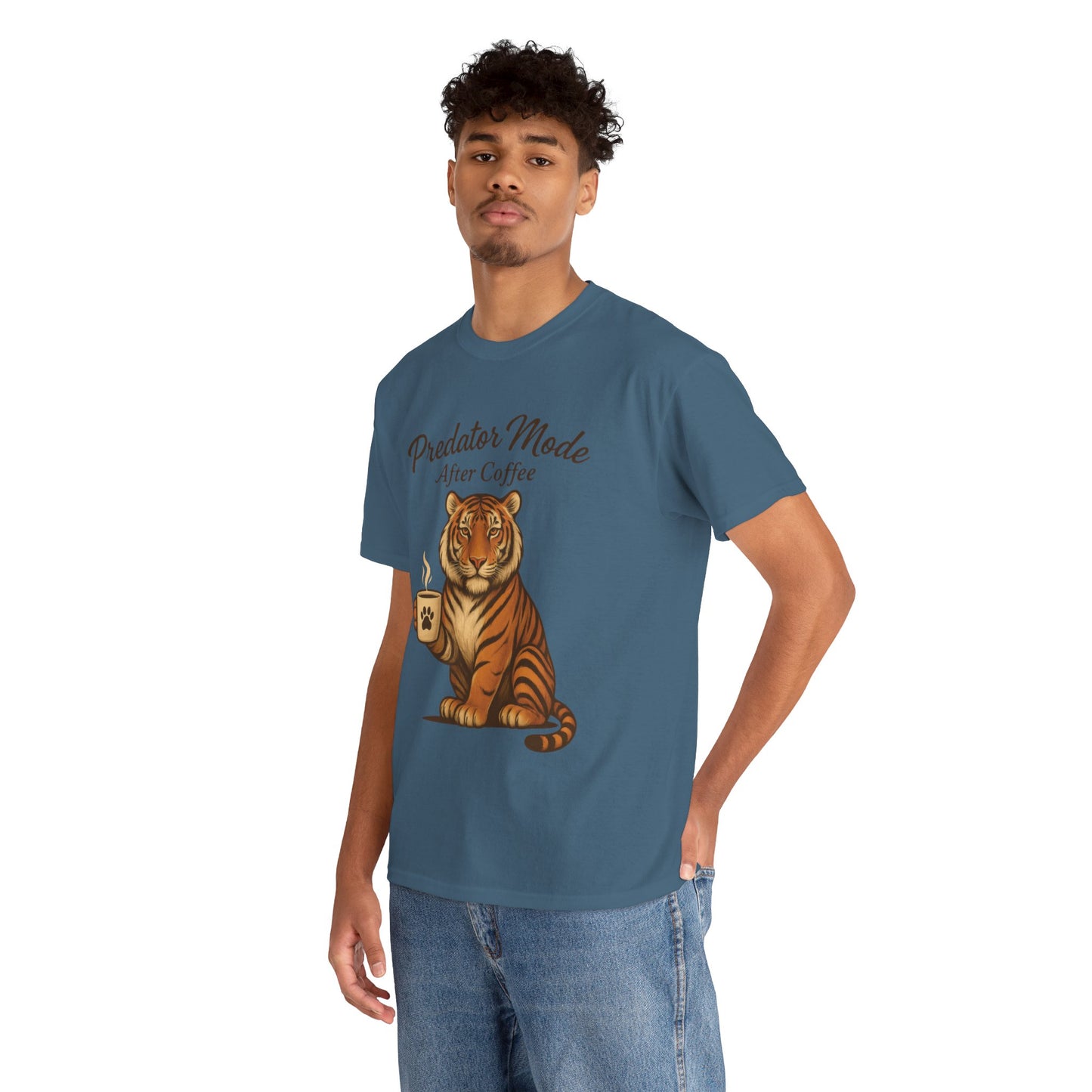 Predator Mode After Coffee Tiger Shirt, Funny Coffee Lover Tee, Mens Caffeine Graphic Tee, Morning Motivation Tiger Shirt,Coffee Addict Gift