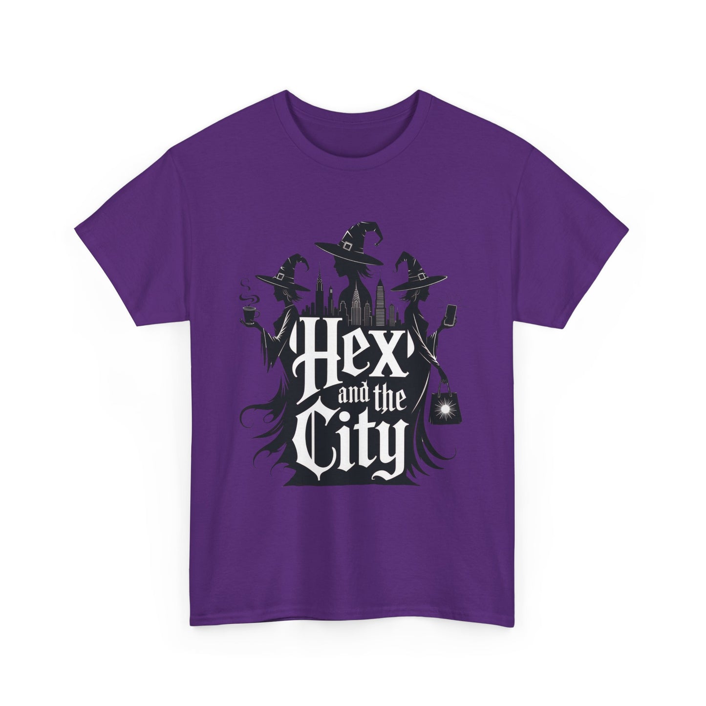 Women's Hex and the City Witch Shirt, Gothic Witches New York Skyline Halloween T-Shirt for Women