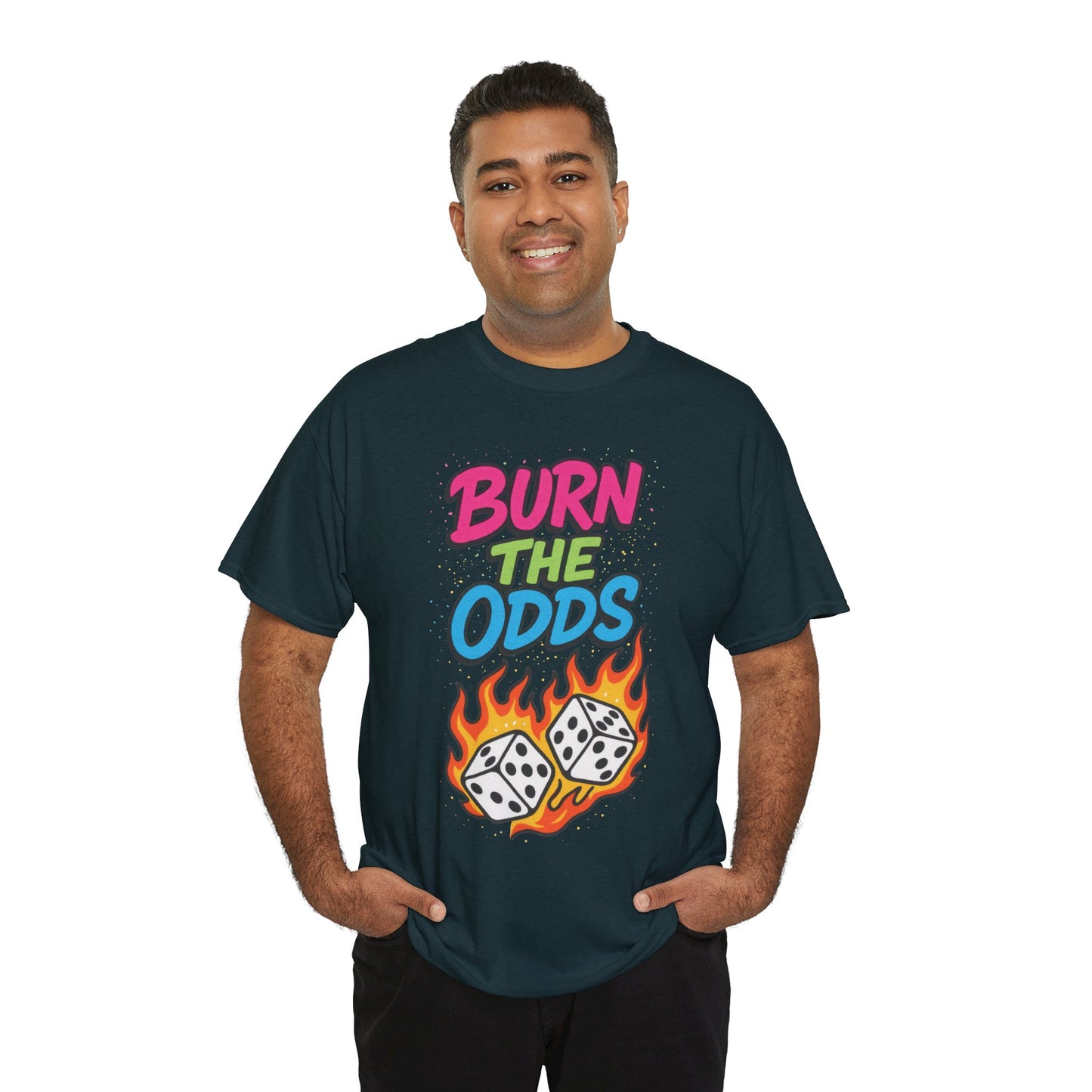 Burn the Odds Graphic Tee | Cool Casual Wear, Gaming Shirt, Unisex Cotton Tee, Dice Design T-Shirt, Gift for Gamers