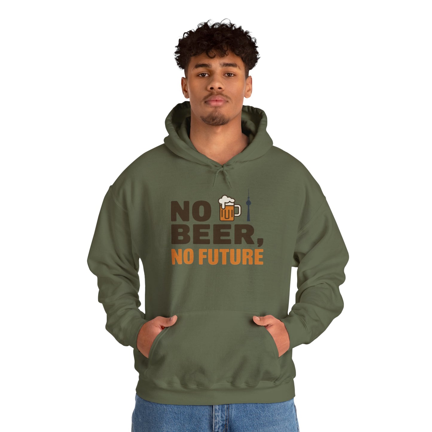 Mens Heavy Blend™ Hooded Sweatshirt, No Beer No Future Funny Beer Hoodie for Men