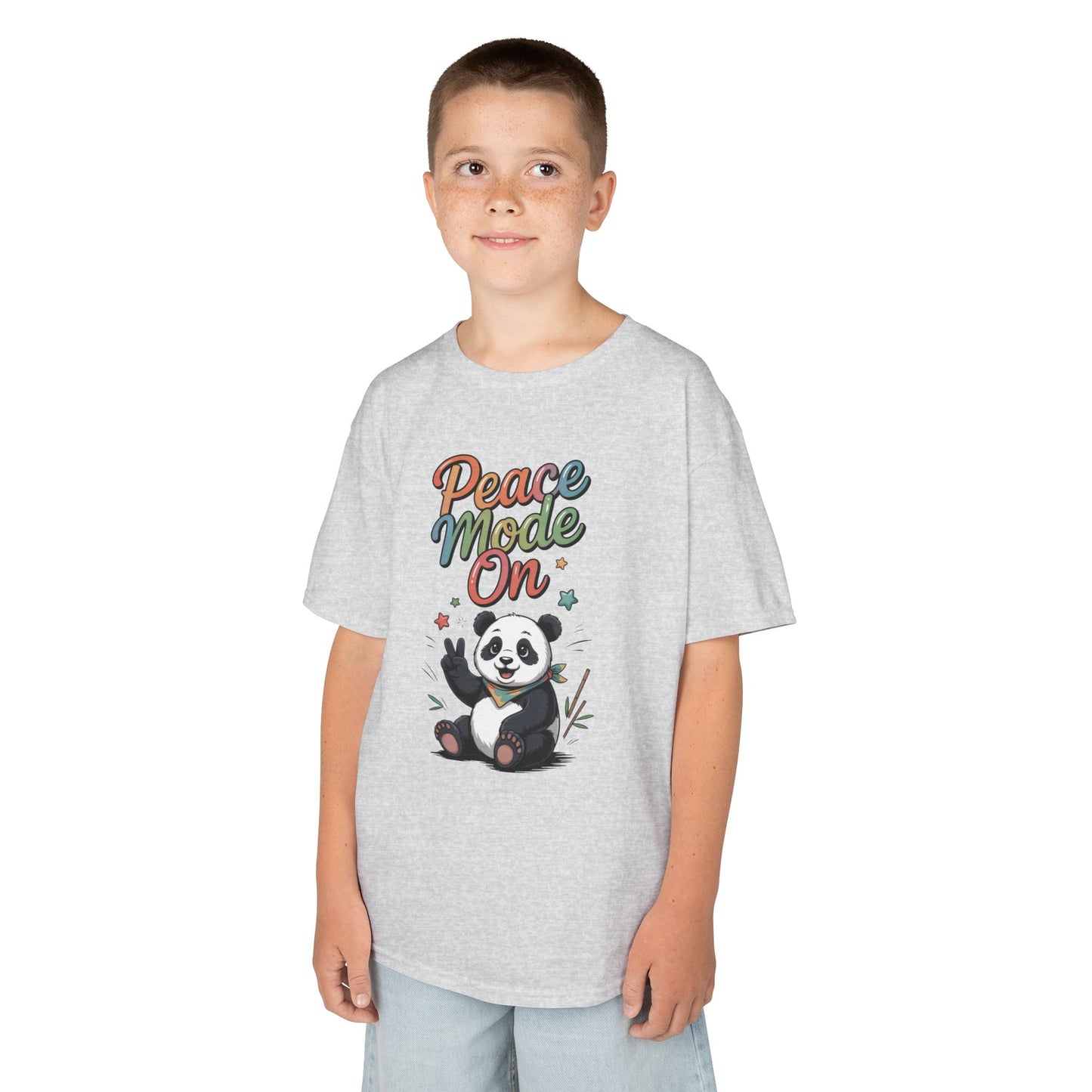 Peace Mode On Kids Tee, Cute Panda Shirt, Fun Gift for Children, Peace-Themed Apparel, Perfect for Birthdays, Casual Wear