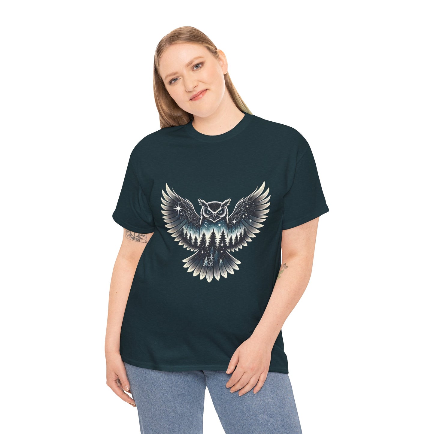 Mystical Owl Graphic Tee, Wildlife Lover Gift, Nature Shirt, Festival Wear, Boho Style, Night Bird Graphic T-Shirt