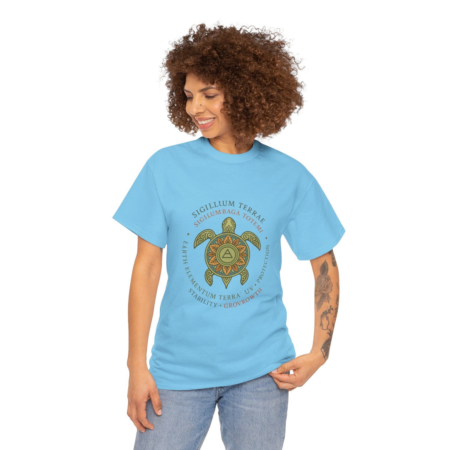 Earth Totem Turtle Unisex T-Shirt, Sigillum Terrae Symbol, Elemental Growth Unisex Tee, Spiritual UV Protection Shirt, Nature Symbol Gift