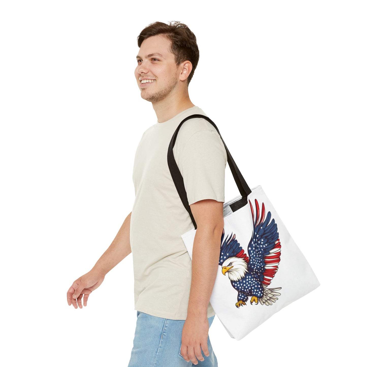 Patriotic Eagle Tote Bag, AOP, Perfect for July 4th, Festivals, Eco-Friendly Shopping, Gift for Nature Lovers, large canvas bag, beach bag