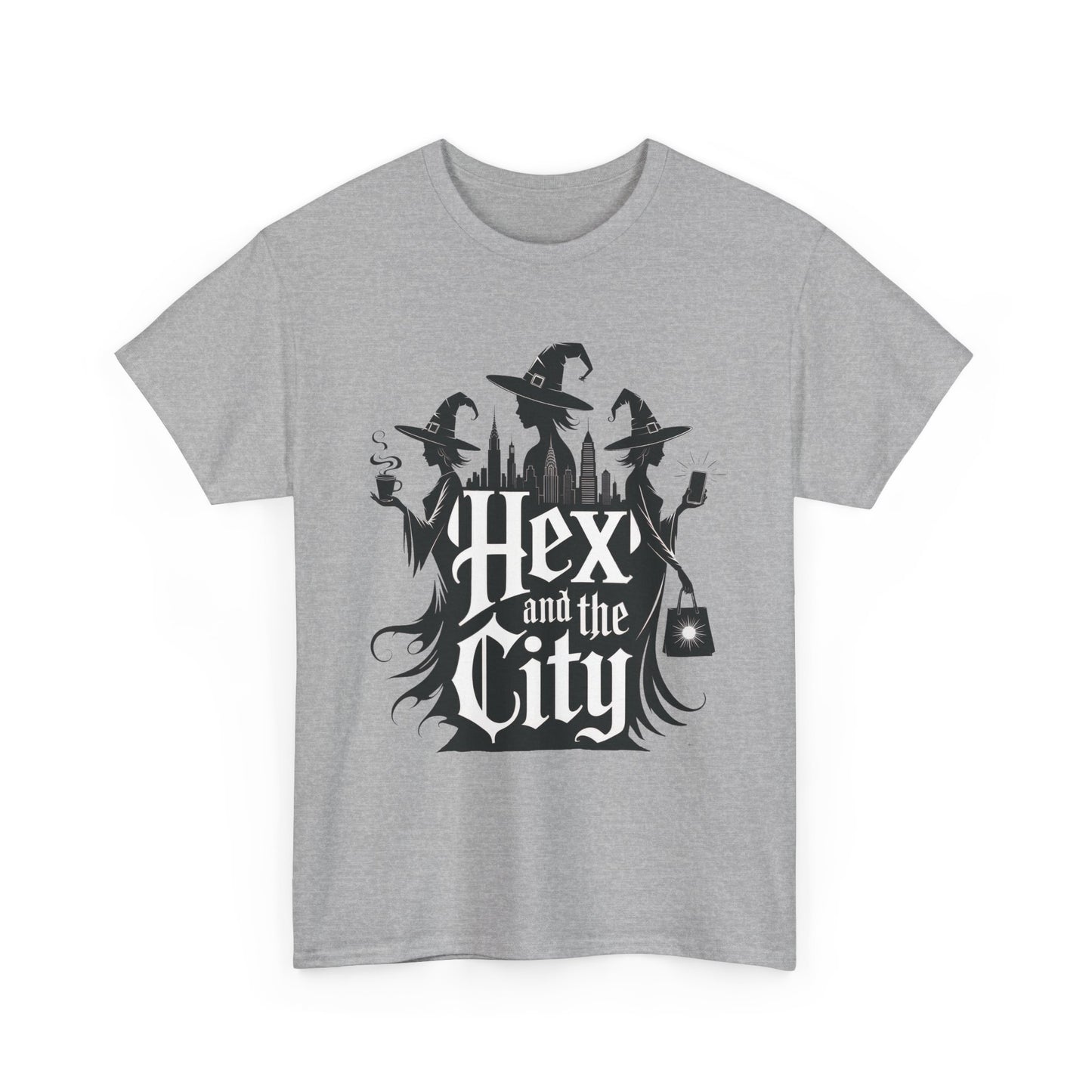Women's Hex and the City Witch Shirt, Gothic Witches New York Skyline Halloween T-Shirt for Women