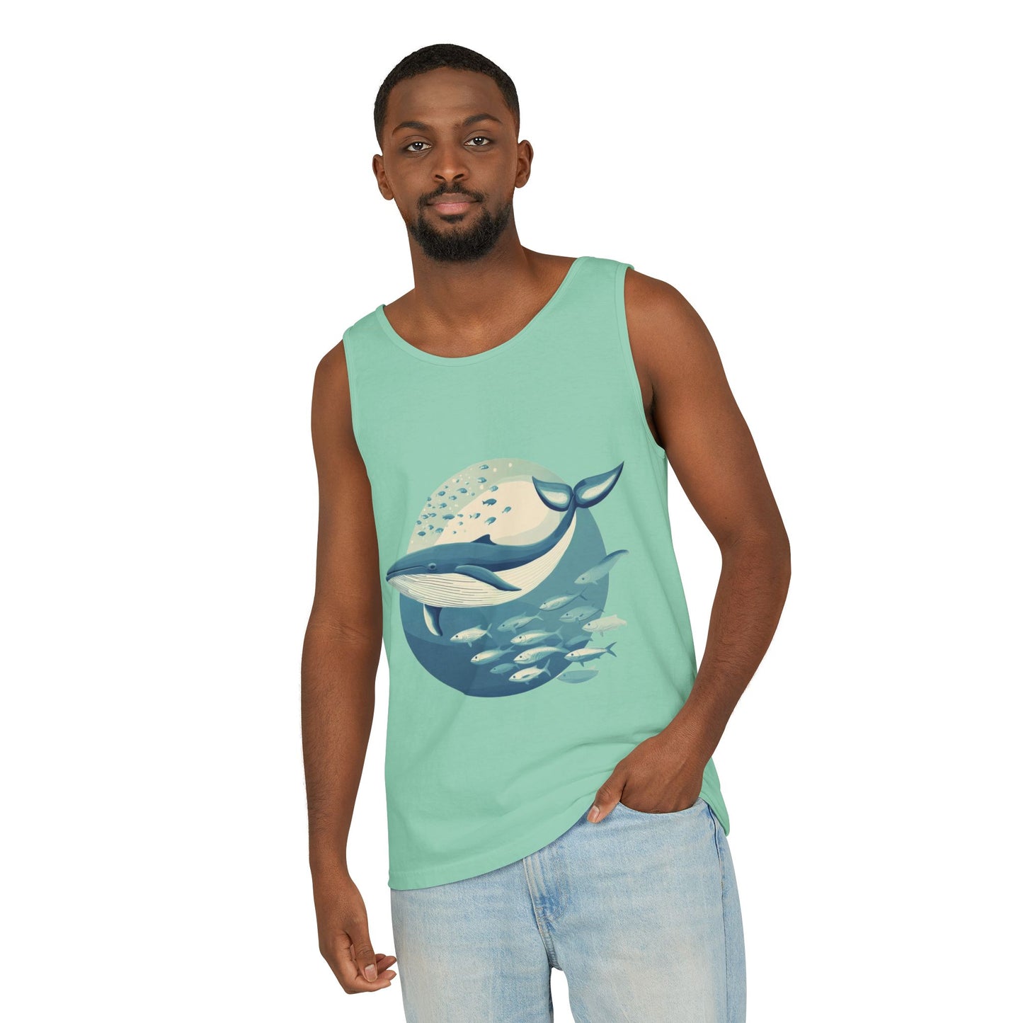 Ocean-Inspired Unisex Tank Top, Whale Design Shirt, Summer Casual Wear, Beach Vibes Gift, Eco-Friendly Fashion