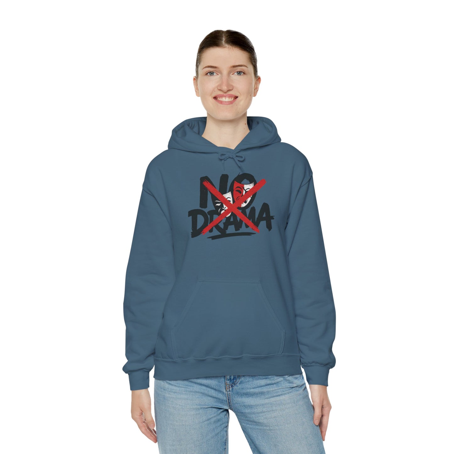 No Drama Womens Hooded Sweatshirt, Cozy Hoodie, Casual Gift, Relaxed Style, Everyday Wear, Funny Sweatshirt