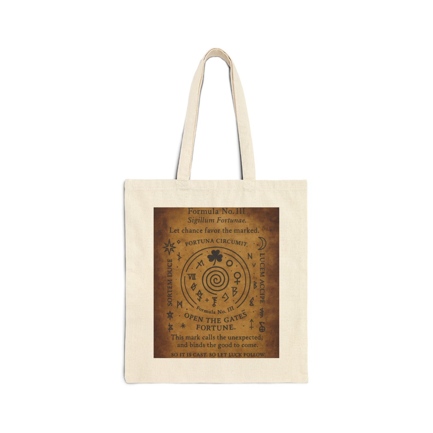 Sigil of Fortune Tote Bag, Lucky Charm Spell Symbol, Occult Spiral Design, Witchy Canvas Bag, Mystic Luck Amulet Art, Boho Bag