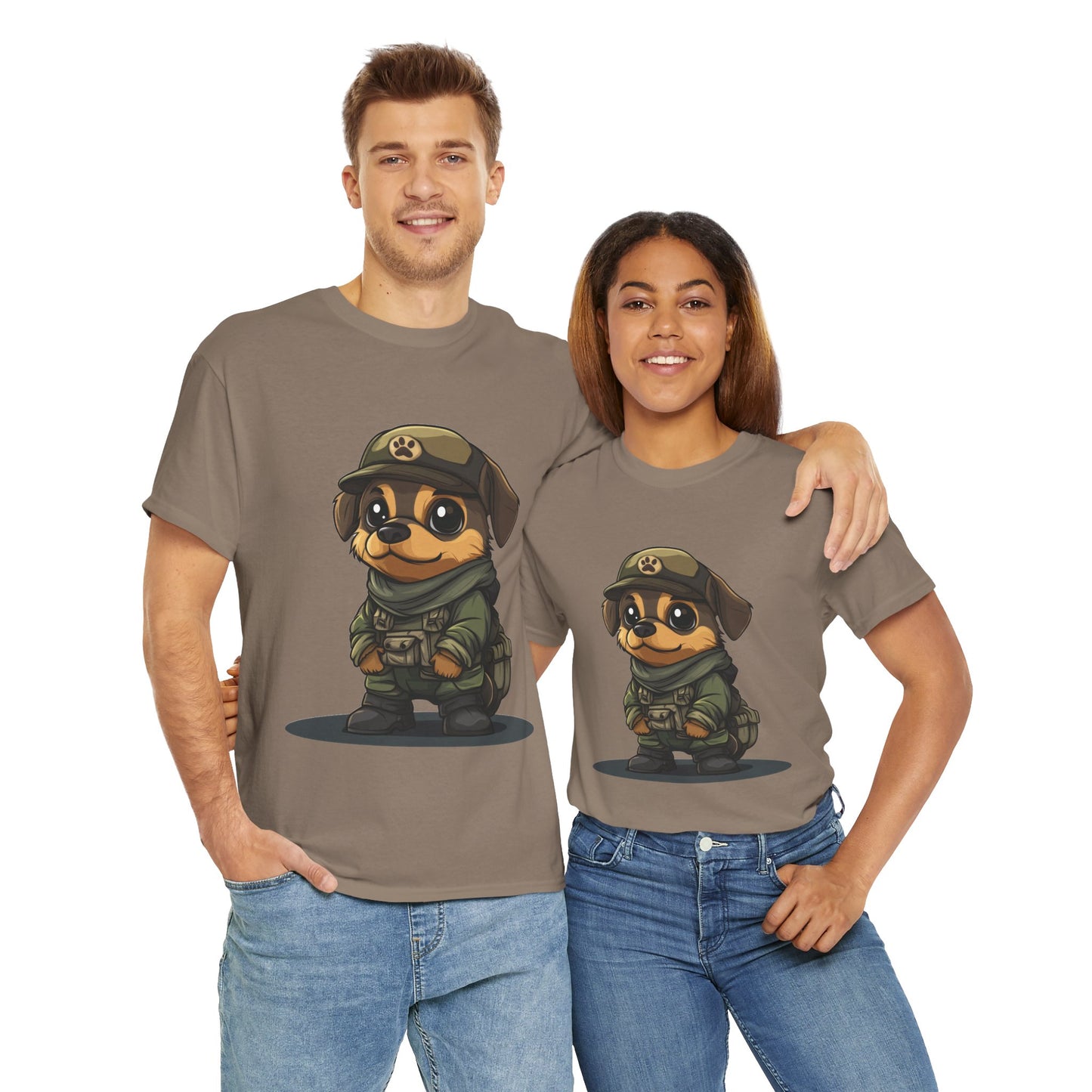 Funny Dog Soldier Tee, Cute Military Dog Cartoon Unisex Heavy Cotton Tee , Pet Lover Gift, Gift for Dog Owners, Gift for Army Fans