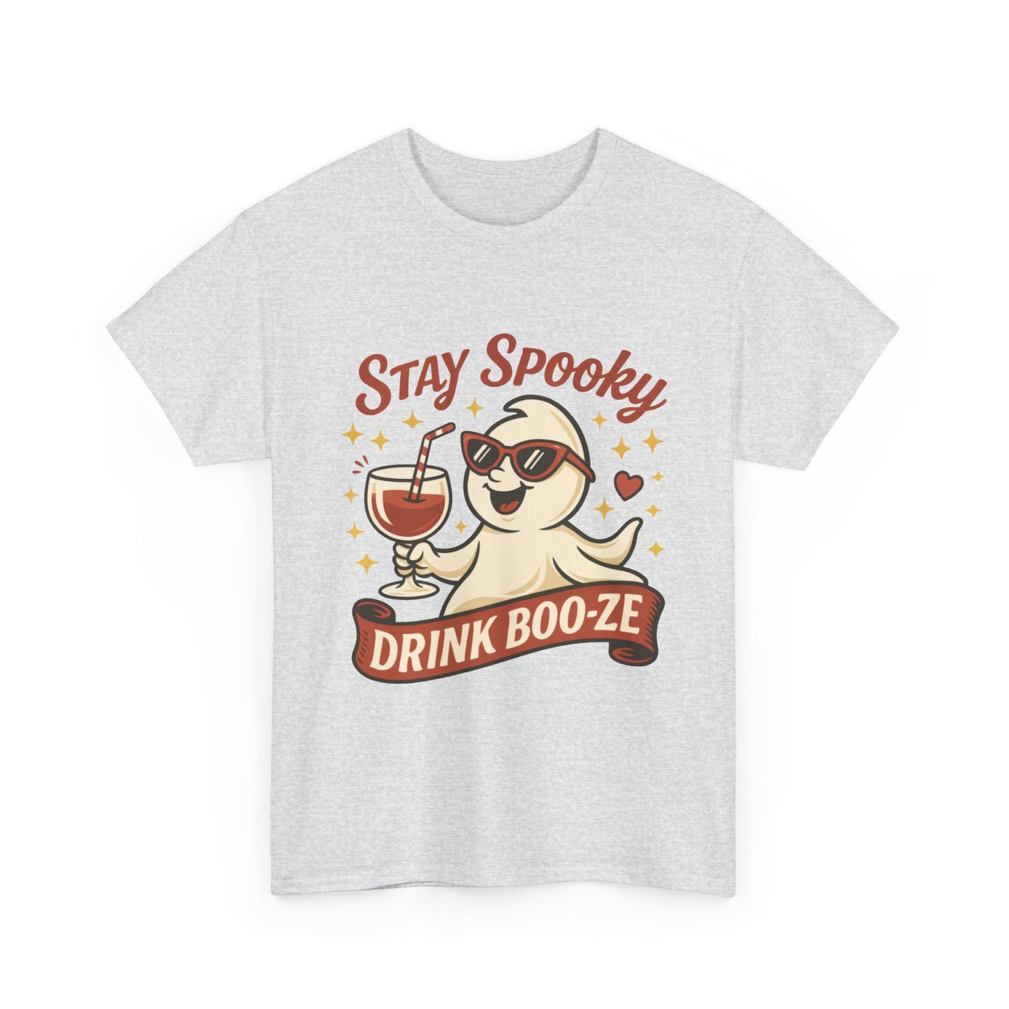 Stay Spooky Drink Boo-ze Women's T-Shirt, Funny Ghost Wine Halloween Party Graphic Tee