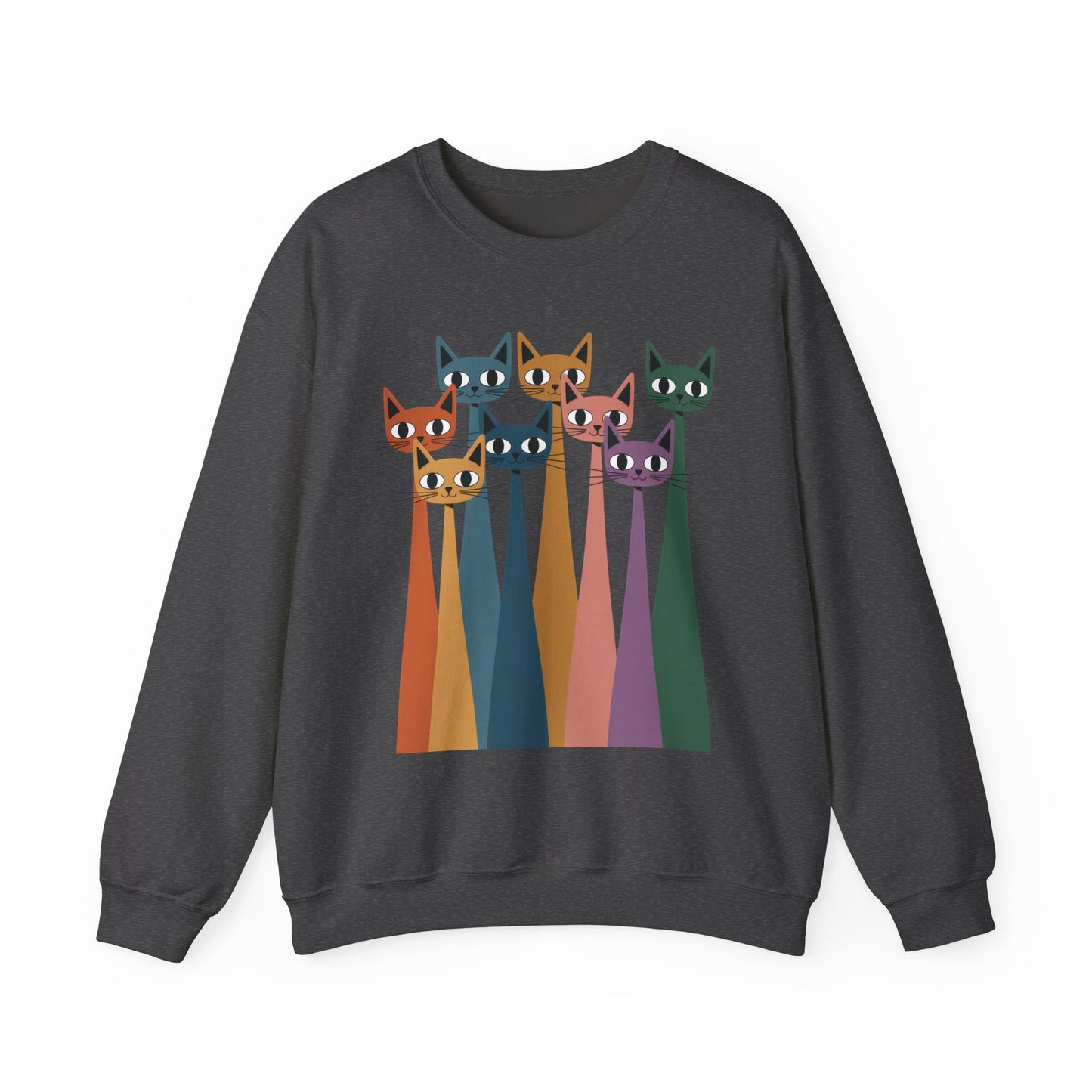 Colorful Cat Sweatshirt, Cozy Crewneck, Cat Lover Gift, Unisex Sweatshirt, Cute Animal Apparel, Fun Gift for Cat Owners