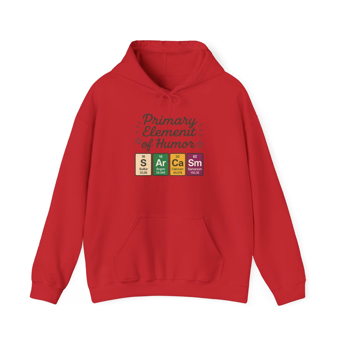 Sarcasm Hoodie for Men, Funny Nerd Hoodie, Primary Element of Humor Sweatshirt, Science Lover Gift for Him, Sarcastic Humor Apparel