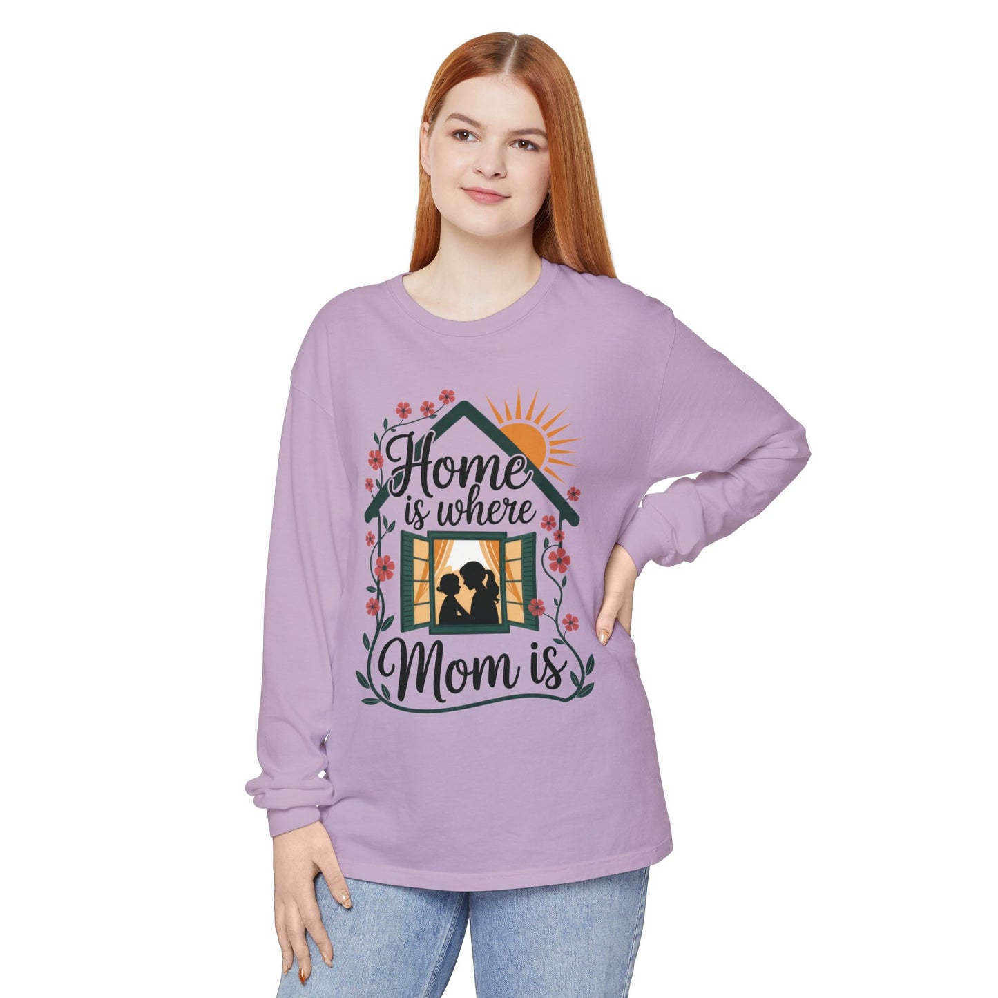 Home Is Where Mom Is Long Sleeve T-Shirt, Mother's Day Cotton Shirt, Cute Family Gift for Mom, Sentimental Mom Gift, mother's day Gift