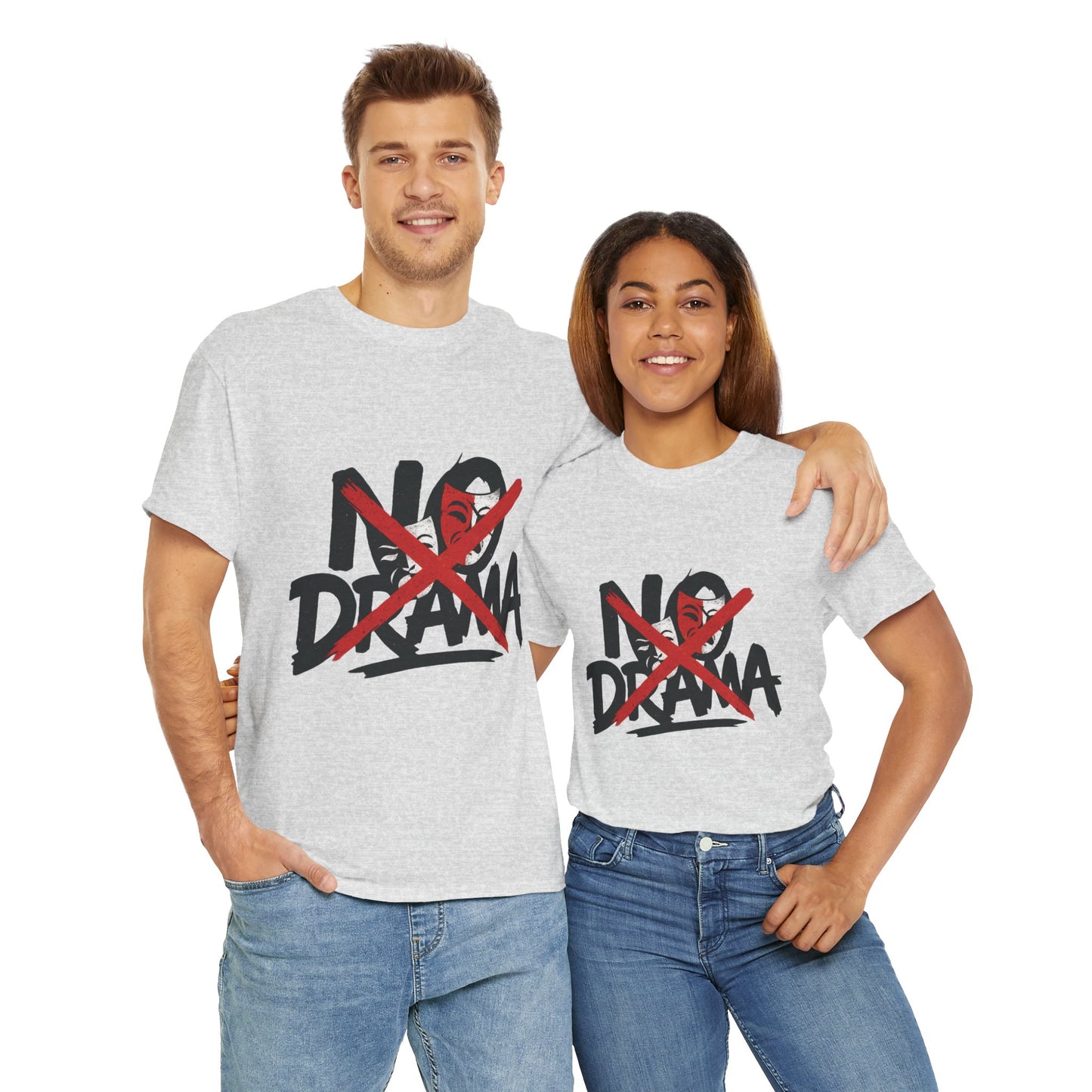 No Drama Unisex Heavy Cotton Tee, Casual Shirt, Gift for Friends, Relaxed Fit, Comfort Wear, Everyday Style