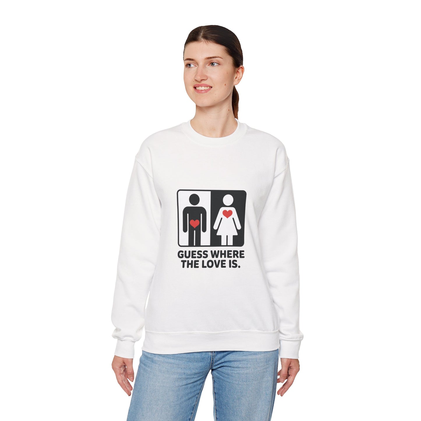 GuesWhere the Love Is Sweatshirt, Couples Gift, Valentines Day Apparel, Matching Sweatshirt, Relationship Sweatshirt, Love Joke Graphic
