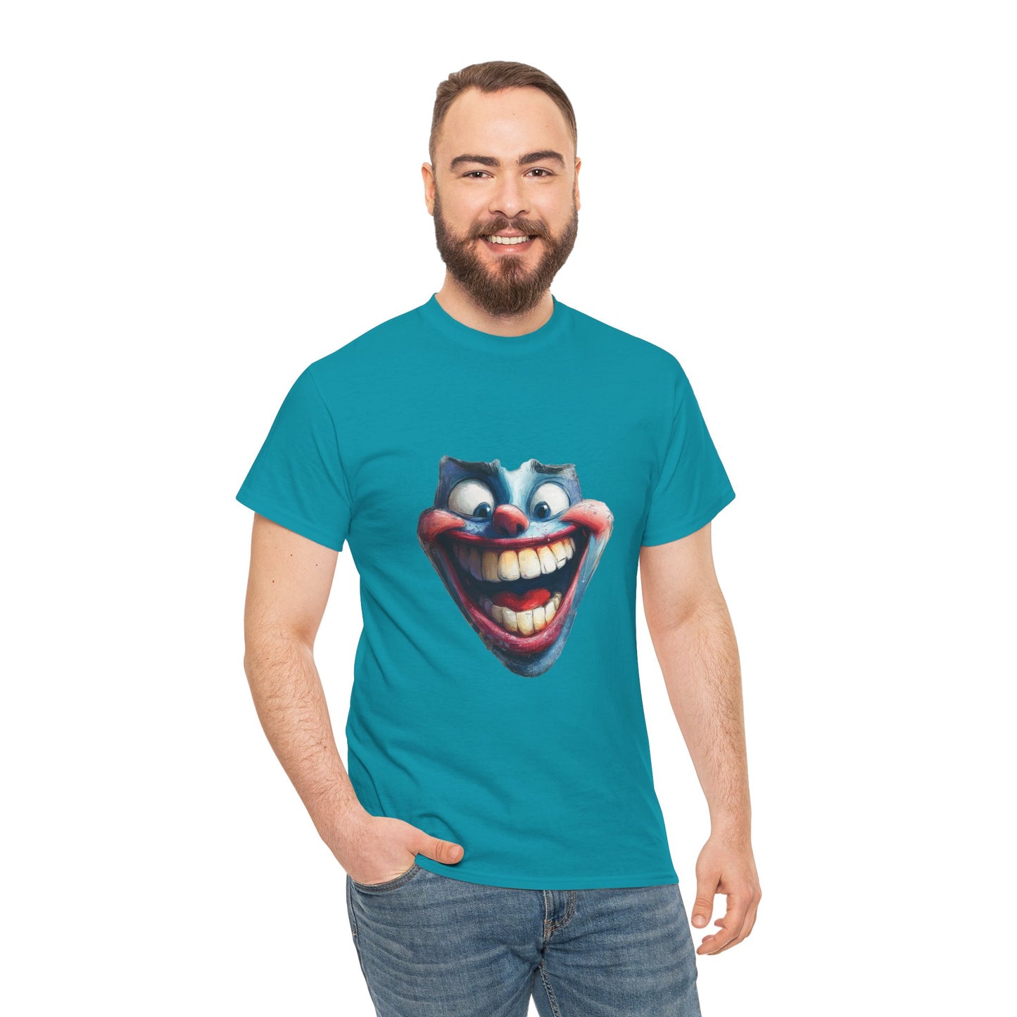 Funny Clown Face Unisex Heavy Cotton Tee, Creepy Clown Face T-Shirt, Humor T-Shirt,Clown Theme Shirt, Funny Horror Graphic Tee