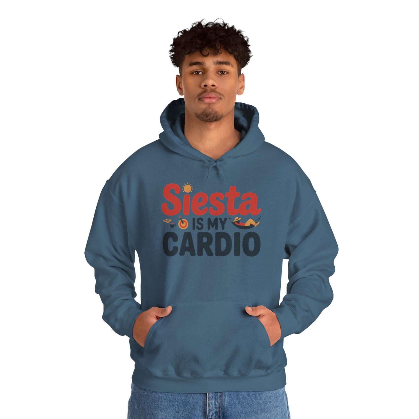 Mens Heavy Blend™ Hooded Sweatshirt, Siesta Is My Cardio Funny Mens Hoodie Spain Humor Gift