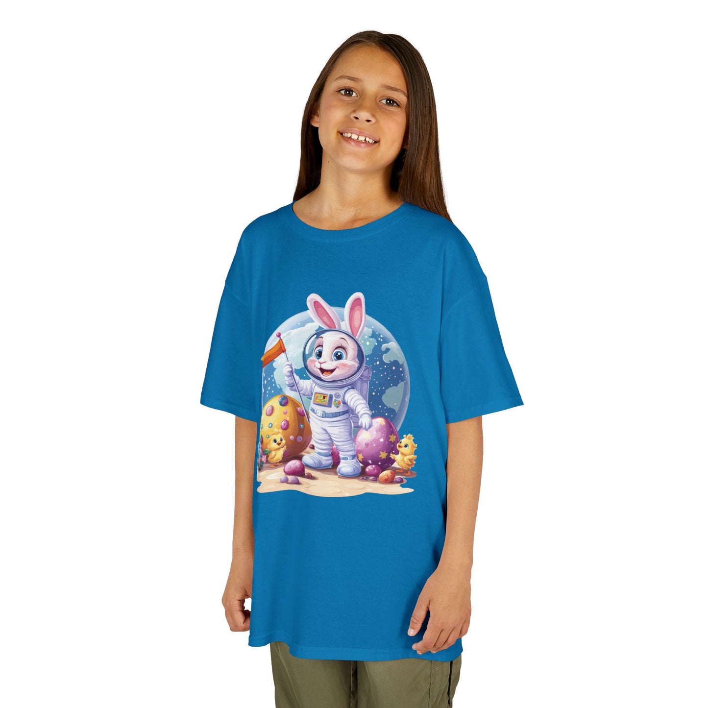 Kids Easter Astronaut Bunny T-Shirt, Space Bunny with Eggs, Galaxy Adventure Tee, Cute Bunny Gift for Boys and Girls