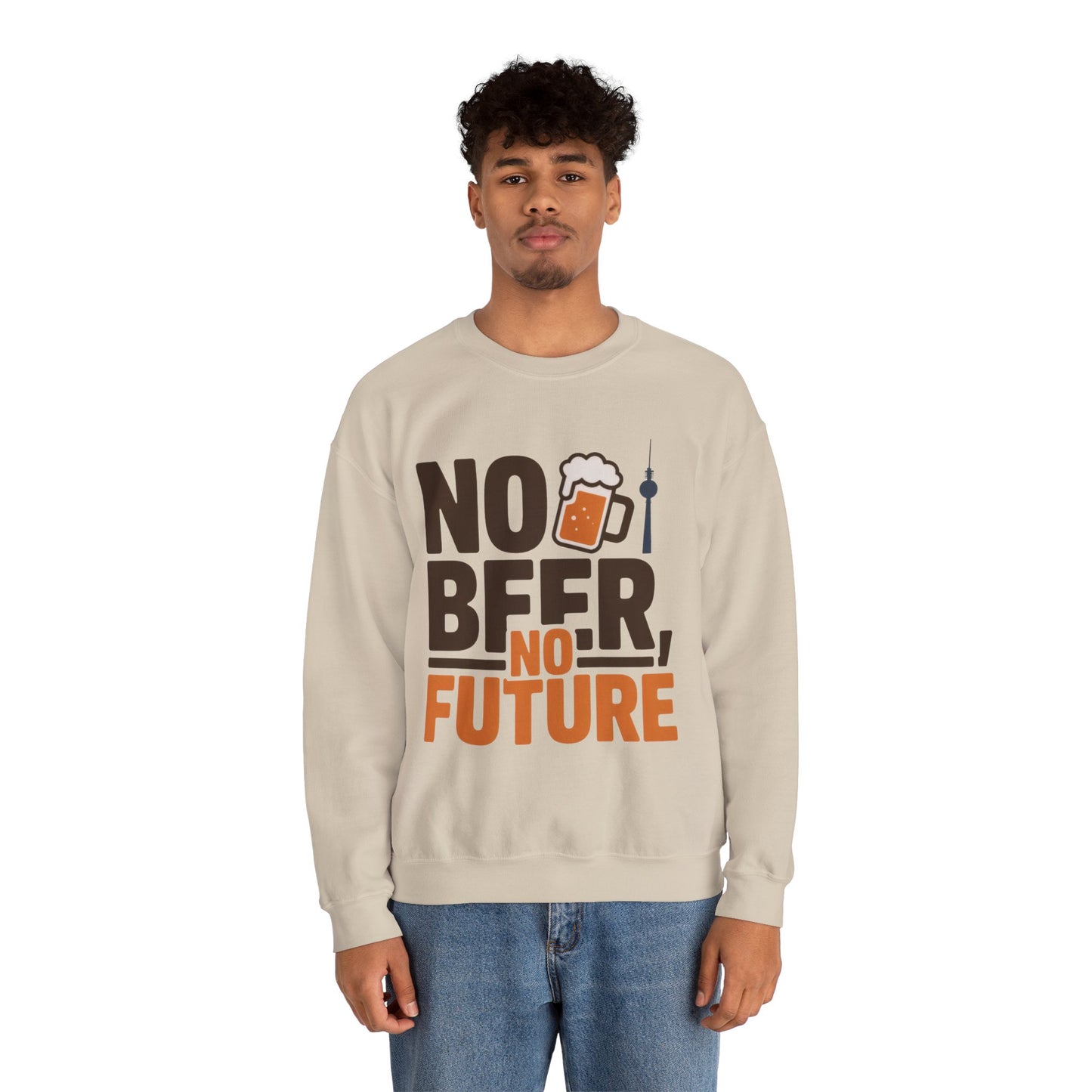 Mens Heavy Blend™ Crewneck Sweatshirt, No Beer No Future Funny Beer Mens Sweatshirt
