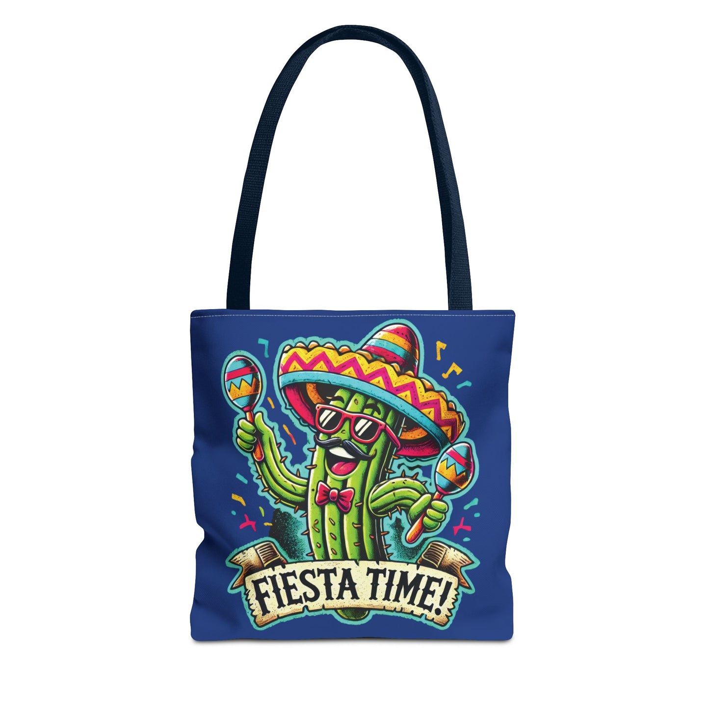 Fiesta Time Cactus Tote Bag, Funny Mexican Party Gift, Sombrero Maracas Print, Cinco de Mayo Bag, Summer Festival Tote, Beach Bag, Shopping