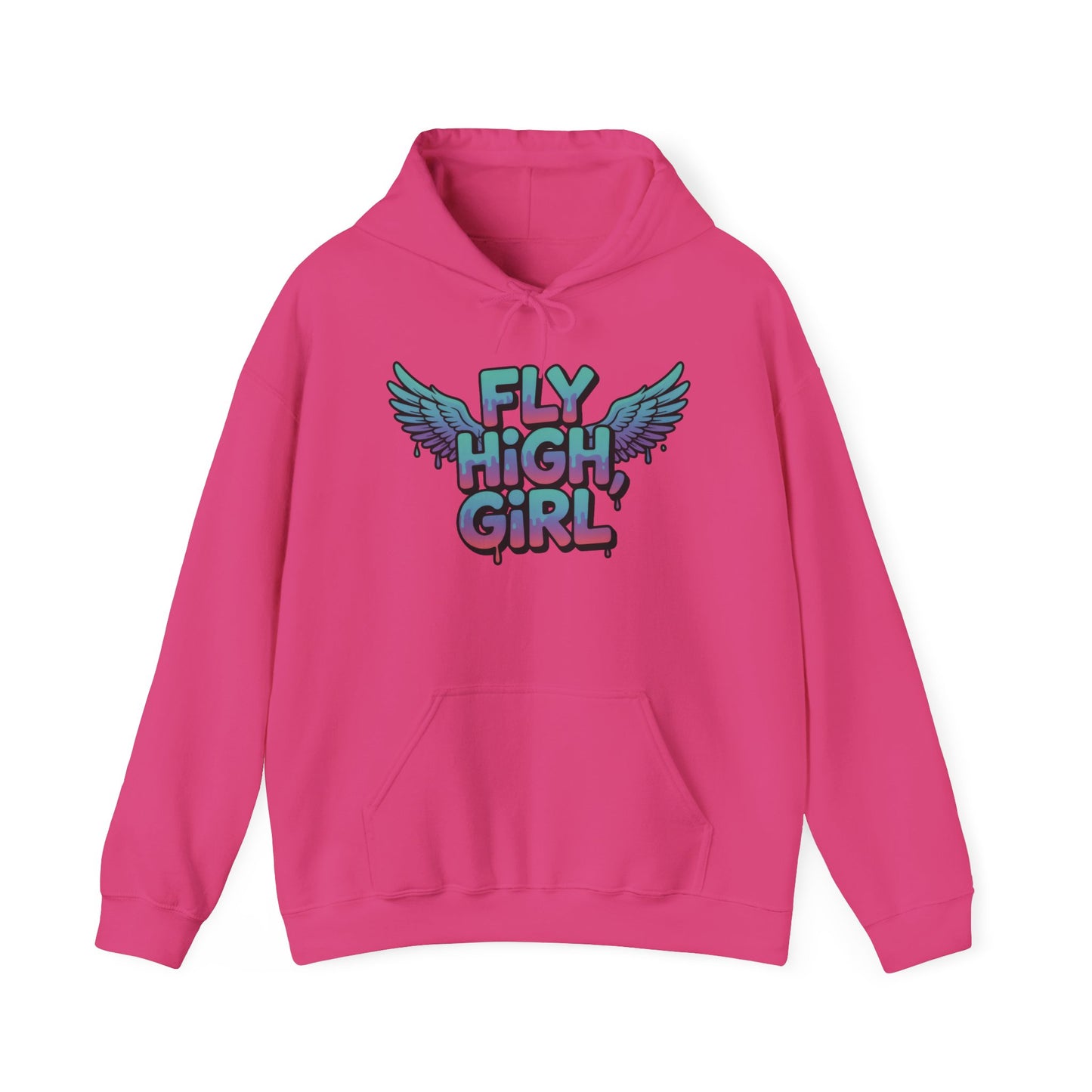 Women's Hoodie Fly High Girl, Angel Wings Graffiti Drip Graphic Pullover, Streetwear Hoodie