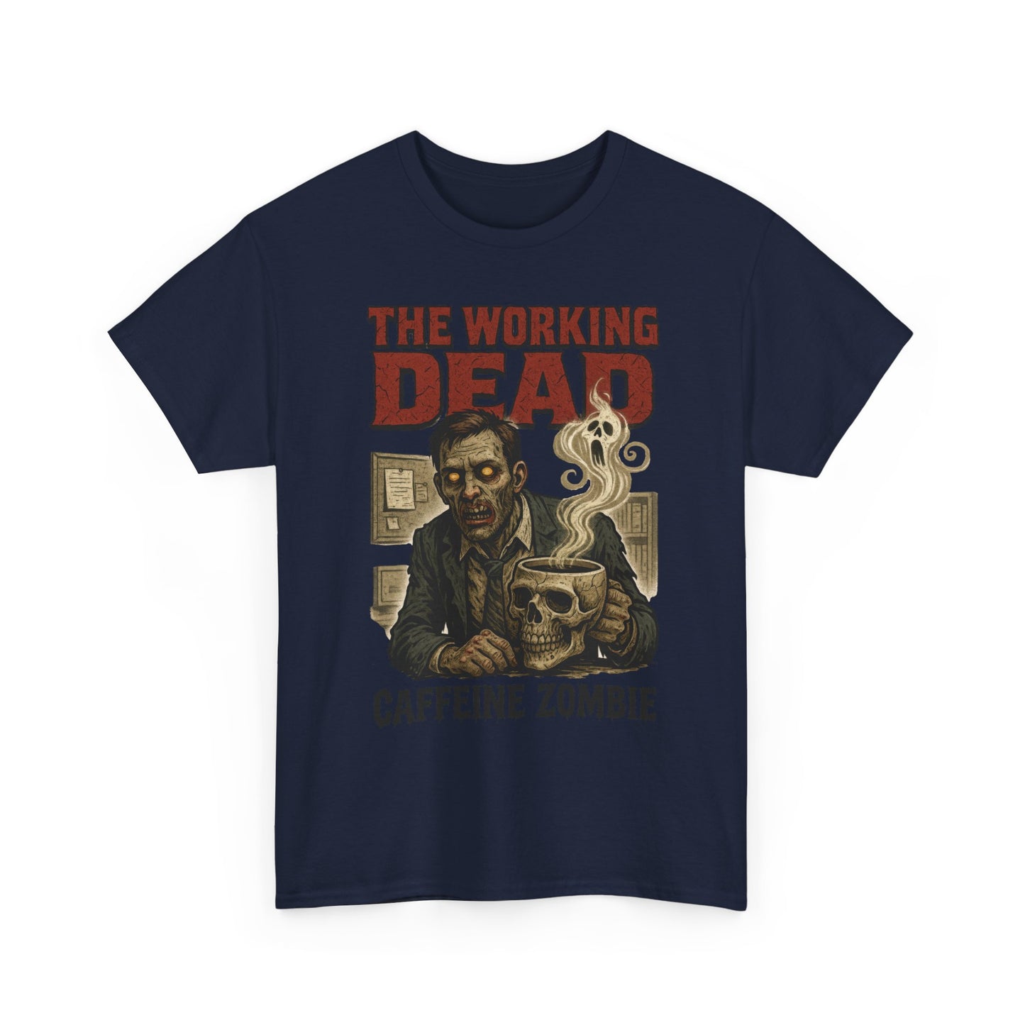 The Working Dead Men's Funny Zombie Work T-Shirt, Office Humor Tee, Halloween Office Tee, Coffee Zombie Shirt