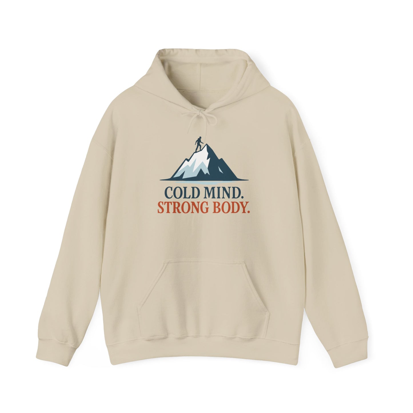 Men's Heavy Blend™ Hooded Sweatshirt, Cold Mind Strong Body Sweatshirt, Nordic Mountain Minimalist Pullover