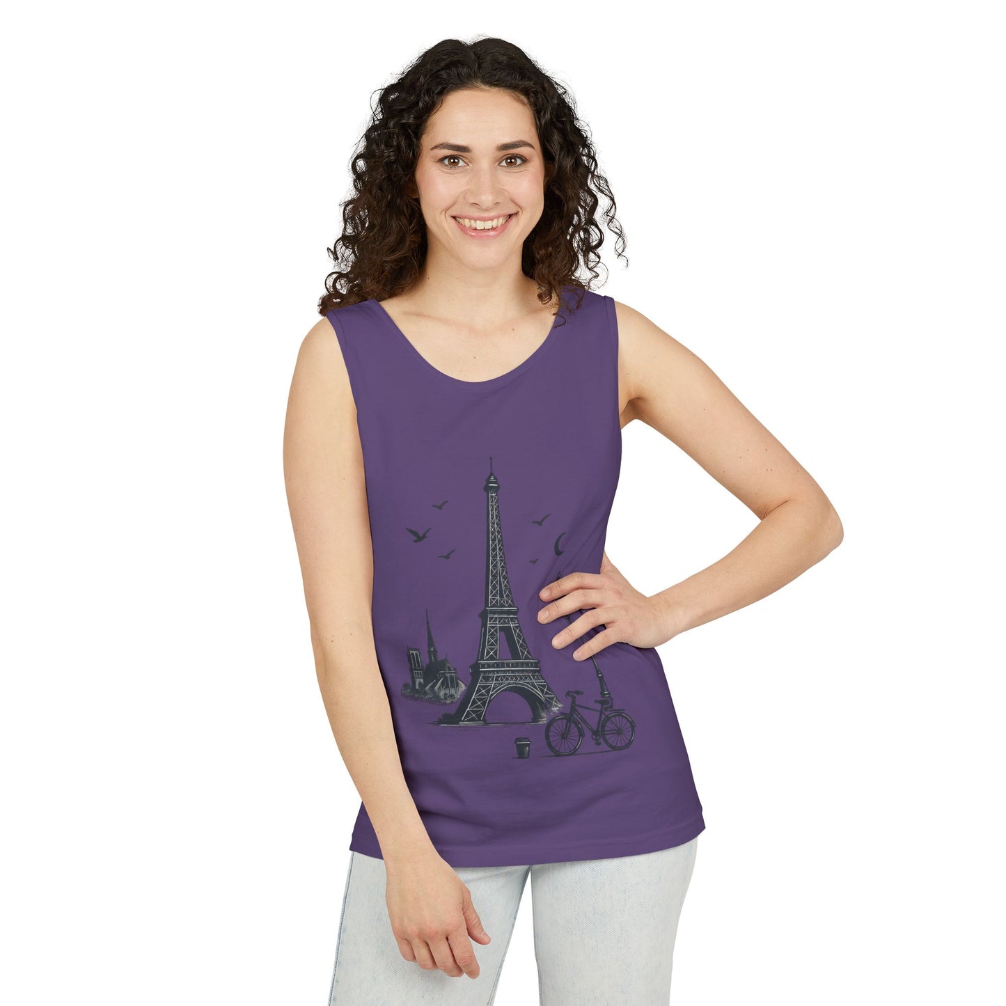 Parisian Dreams Tank Top, Unisex Summer Wear, Graphic Tee, Travel Inspired Apparel, Vacation Outfit, Casual Tank for All Occasions