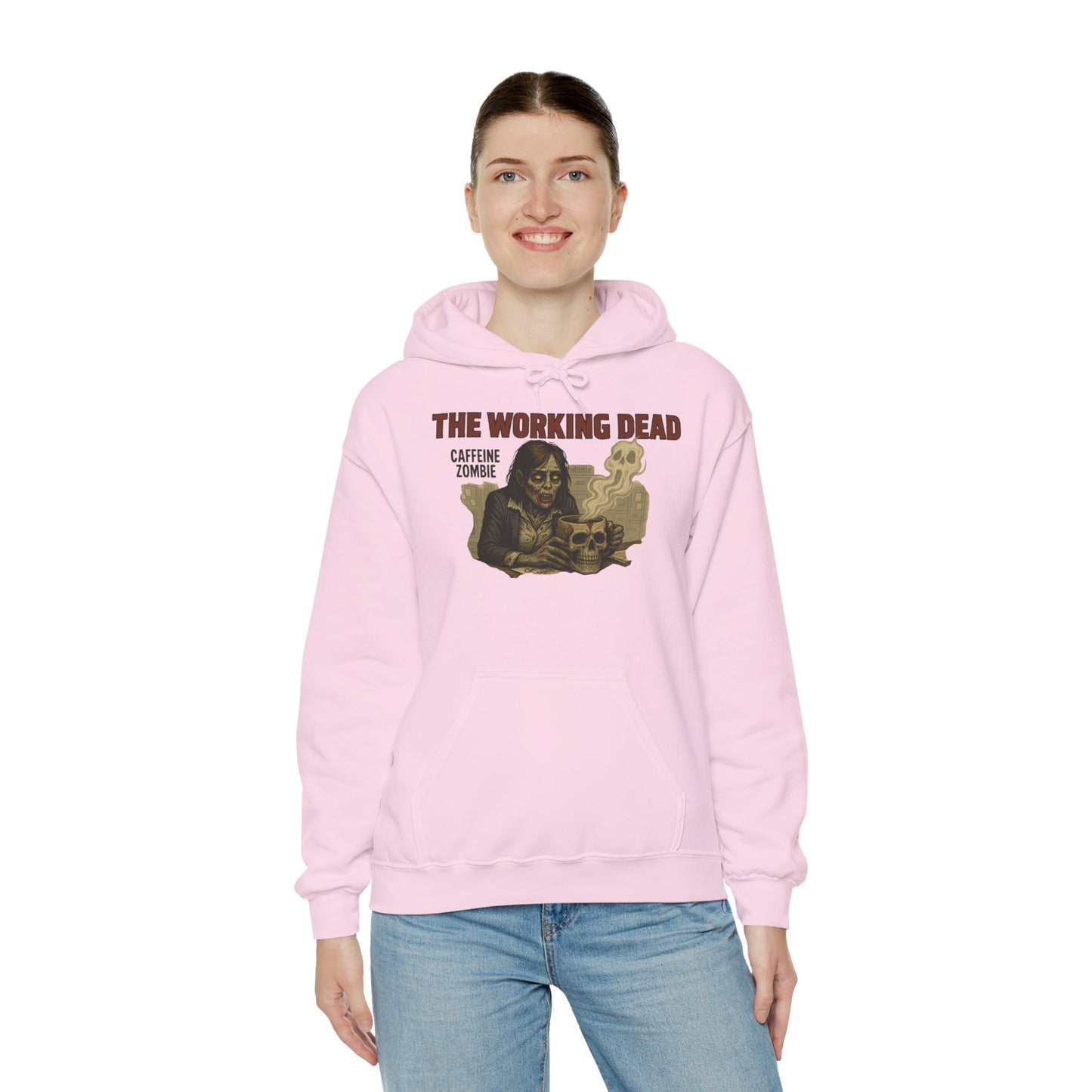 The Working Dead Women's Zombie Hoodie, Work Humor Hoodie, Halloween Work Top, Coffee Zombie Hoodie