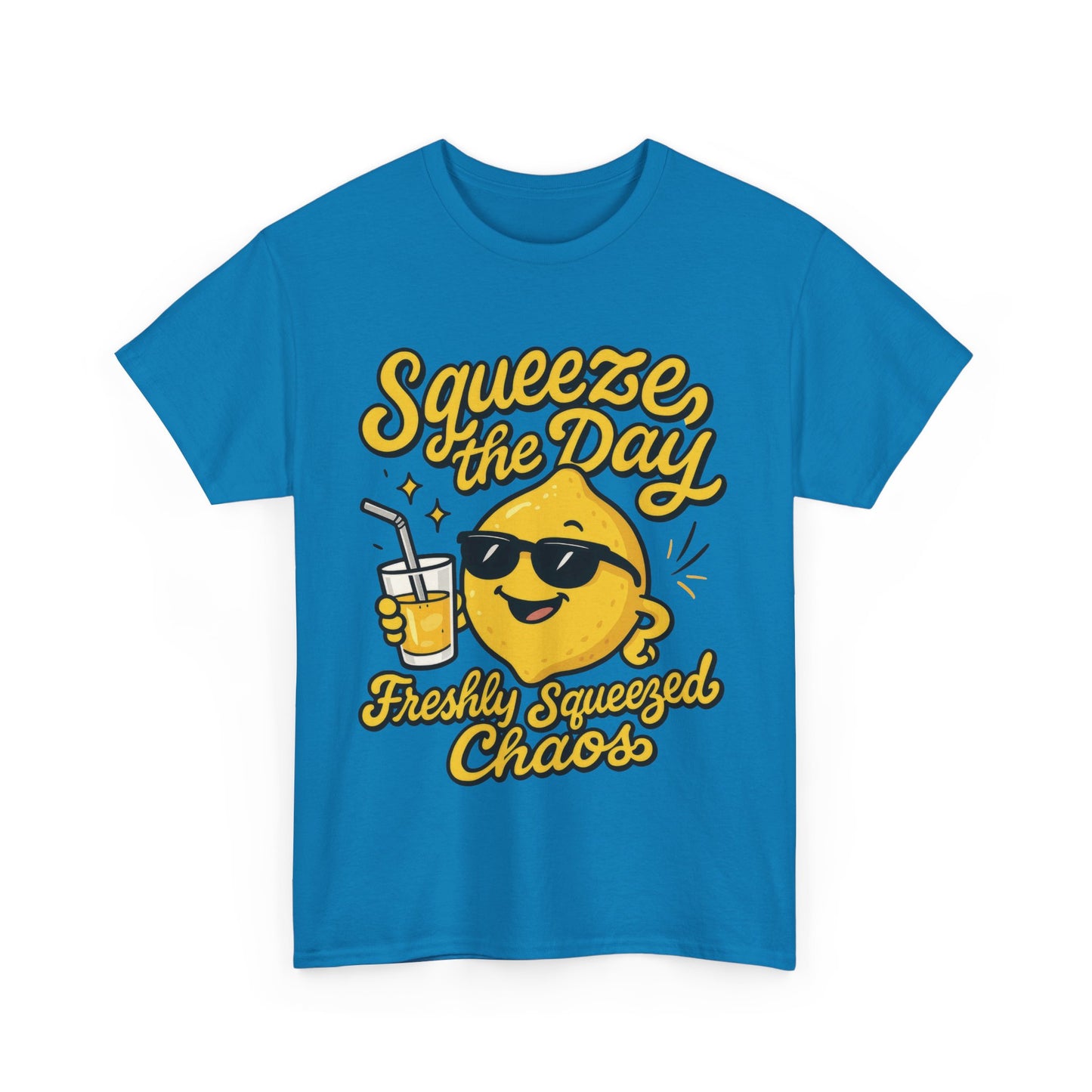 Funny Lemon Shirt for Women - Squeeze The Day Freshly Squeezed Chaos Tee - Cute Positive Citrus Graphic Tee, Fun Summer Tee for Beach Vibes