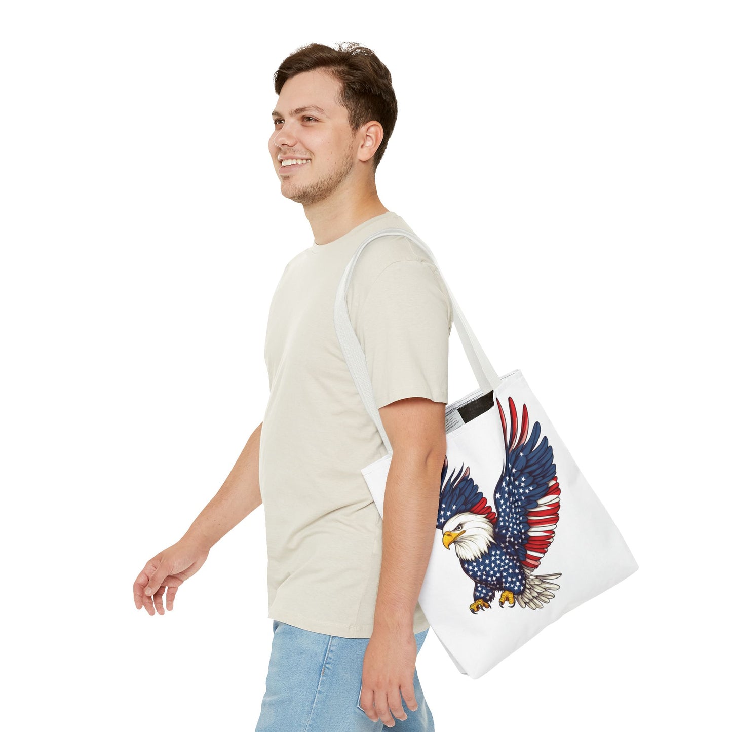 Patriotic Eagle Tote Bag, AOP, Perfect for July 4th, Festivals, Eco-Friendly Shopping, Gift for Nature Lovers, large canvas bag, beach bag