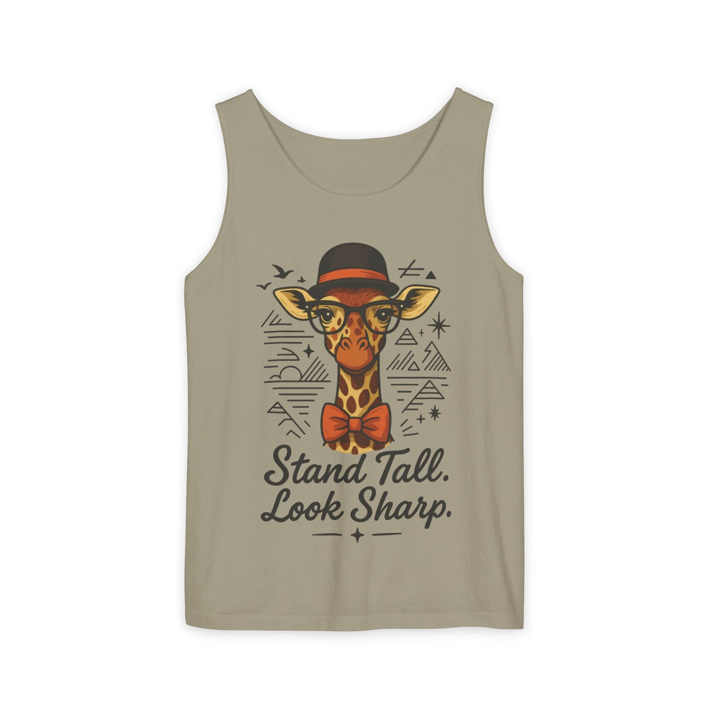 Giraffe Inspirational Tank Top, Stand Tall Look Sharp Shirt, Unisex Summer Apparel, Cute Animal Gift, Zoo Lover's Fashion