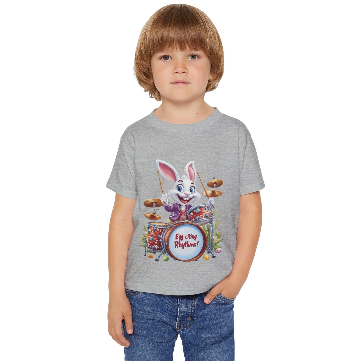 Easter Bunny Drummer Toddler T-Shirt - Fun Spring Apparel, Kids Music Shirt, Egg-citing Rhythms, Perfect Gift for Easter, Toddler Fashion