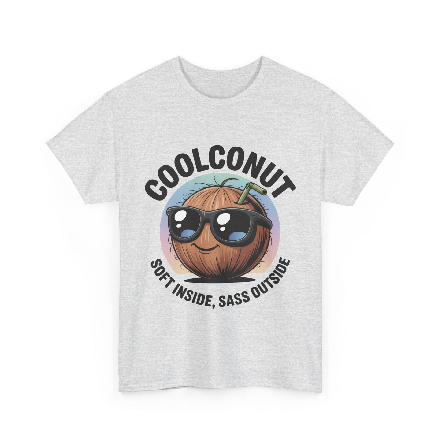 Coolconut Women's Heavy Cotton Tee, Fun Casual Shirt, Gift for Coconut Lovers, Summer Vibes Tee, Soft Inside Sass Outside Shirt