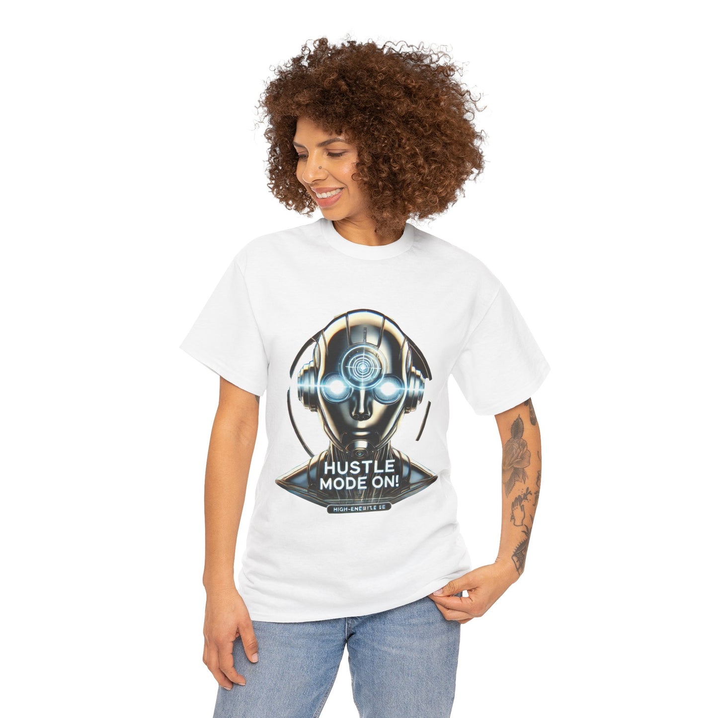 Hustle Mode On Robot T-Shirt, Cyborg Hustle Unisex Tee, Graphic T-Shirt for Gamers & Tech Lovers, Graduations, Motivational Wear