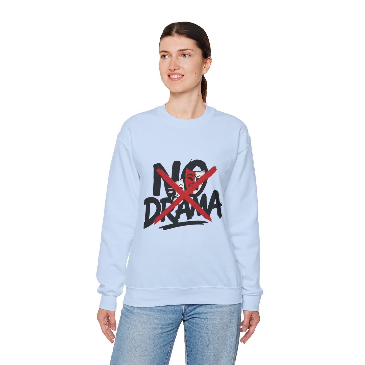No Drama Crewneck Womens Sweatshirt, Cozy Sweatshirt, Relaxed Fit Pullover, Casual Gift for Friends, Everyday Comfort Apparel