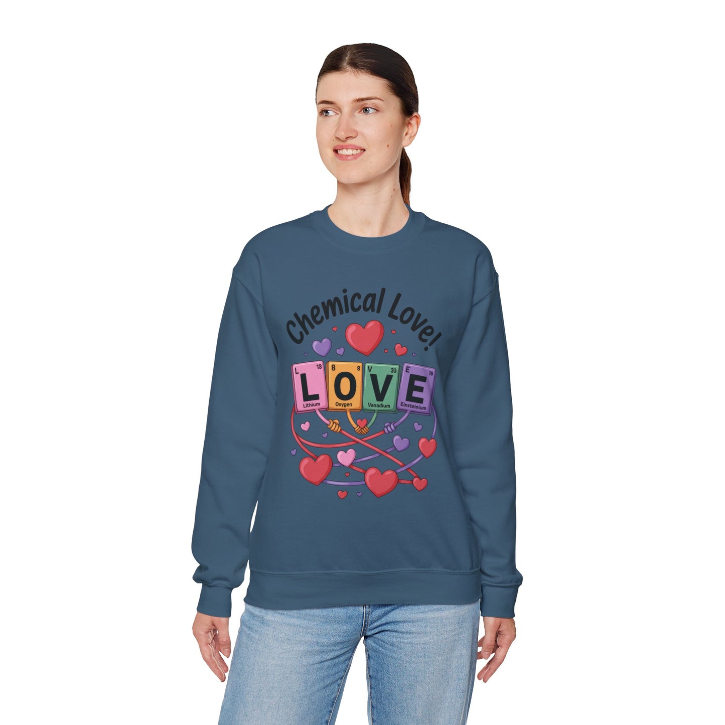Chemical Love Women's Sweatshirt, Womens Crewneck, Cute Sweatshirt Gift, Valentines Day Pullover, Science Lovers Apparel, Relationship Humor
