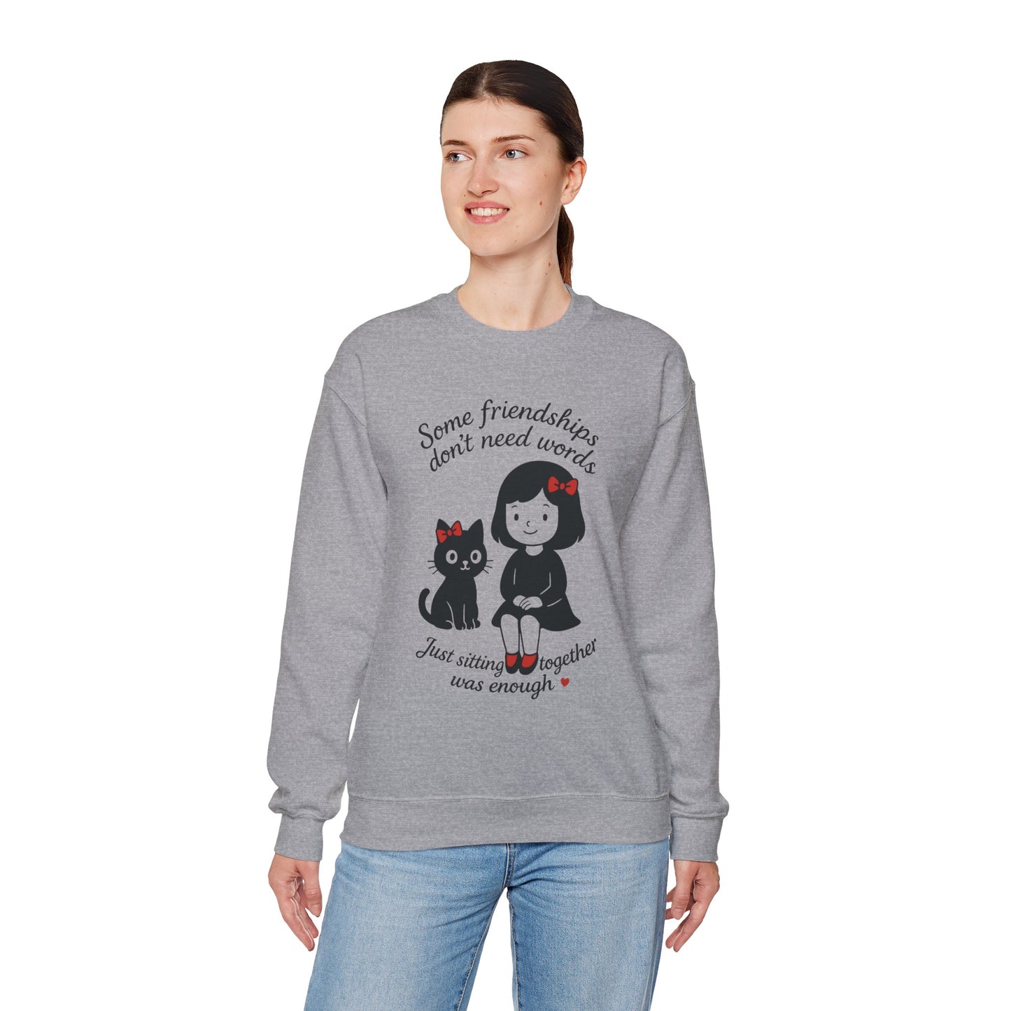 Friendship Womens Sweatshirt - Cozy Womens Crewneck with Cute Cat Design, Perfect Gift for Cat Lovers, Friendship Day, Casual Wear